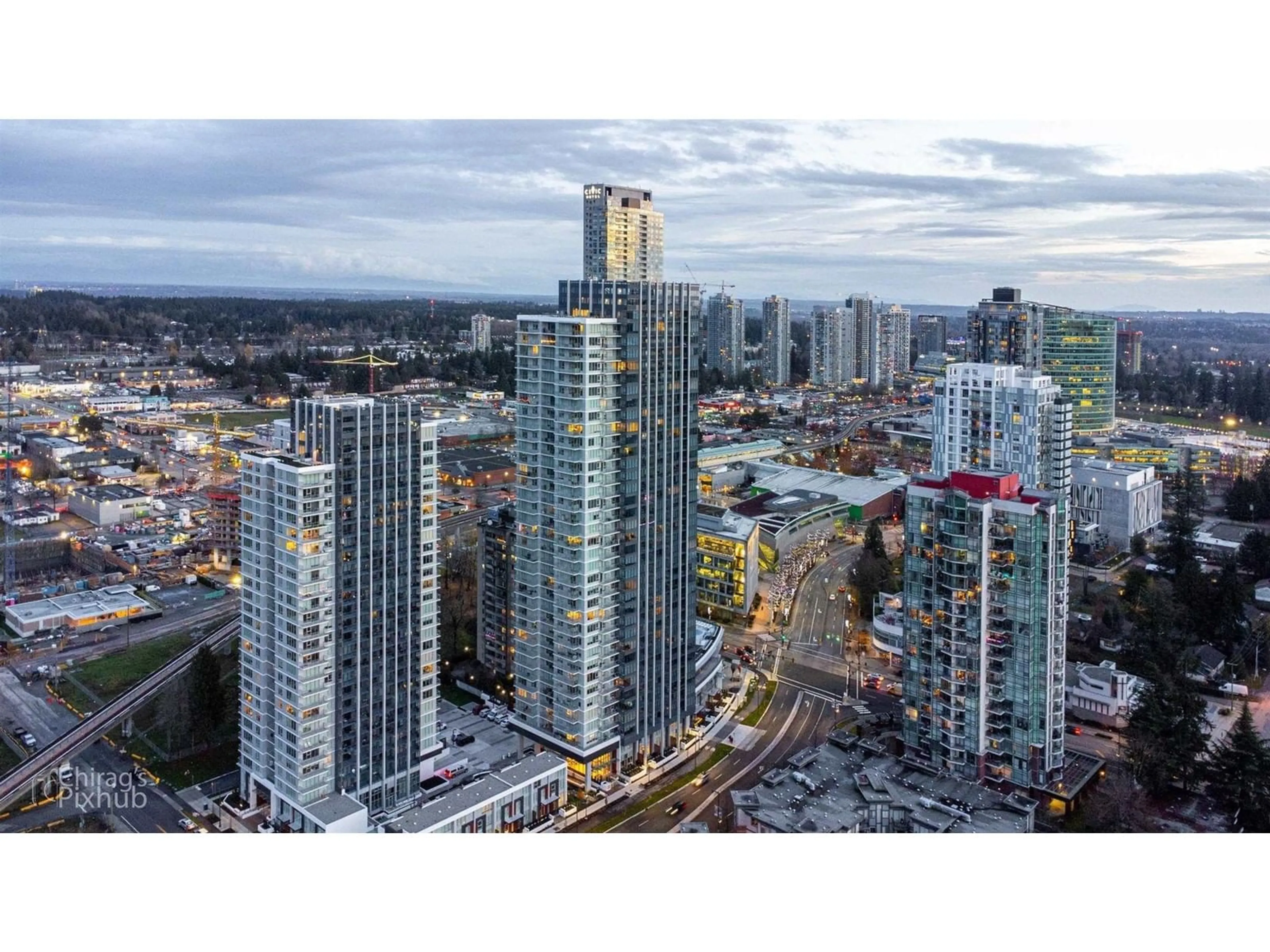 A pic from exterior of the house or condo, the view of city buildings for 3712 10448 UNIVERSITY DRIVE, Surrey British Columbia V3T0K1