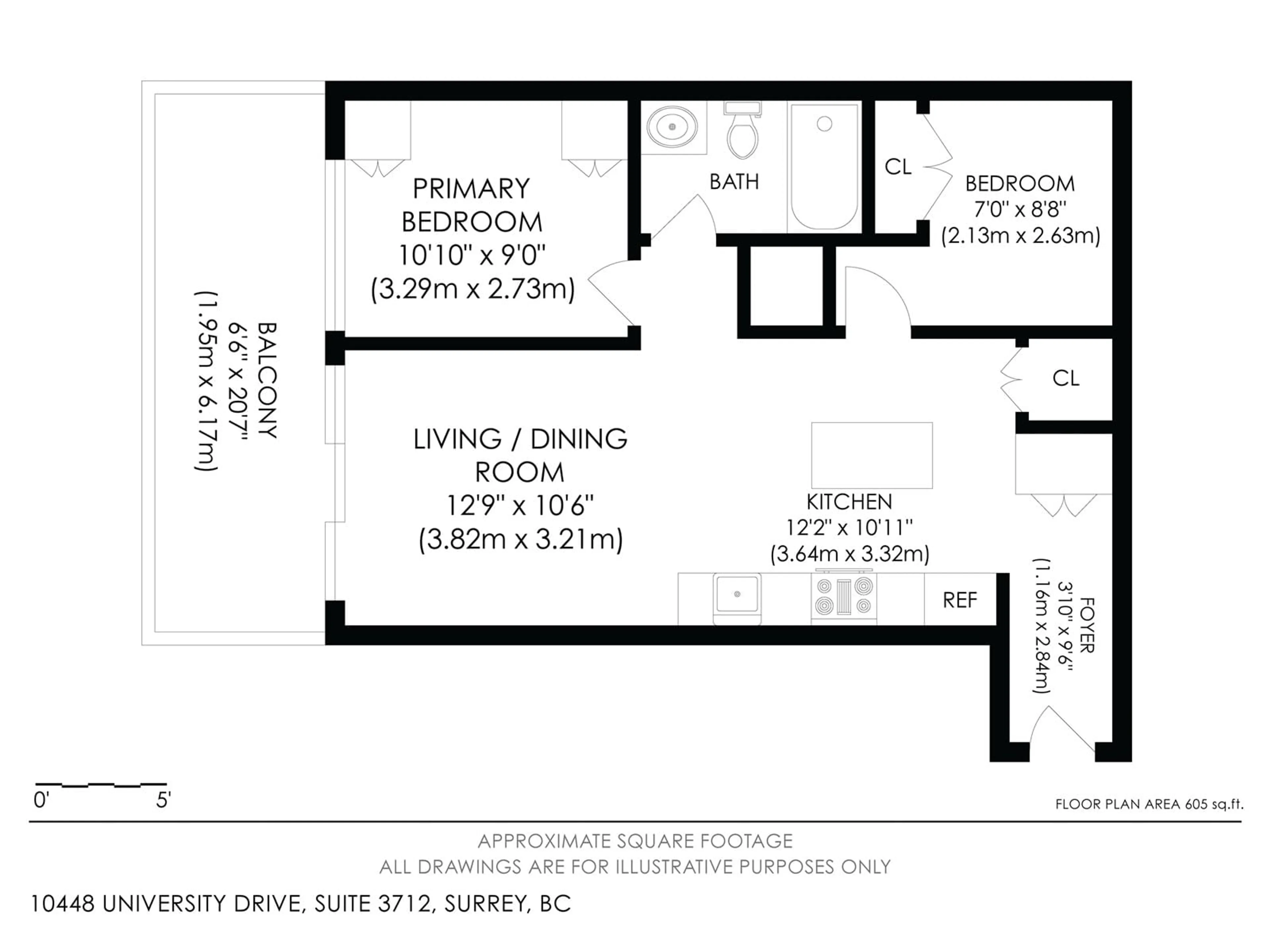 Floor plan for 3712 10448 UNIVERSITY DRIVE, Surrey British Columbia V3T0K1