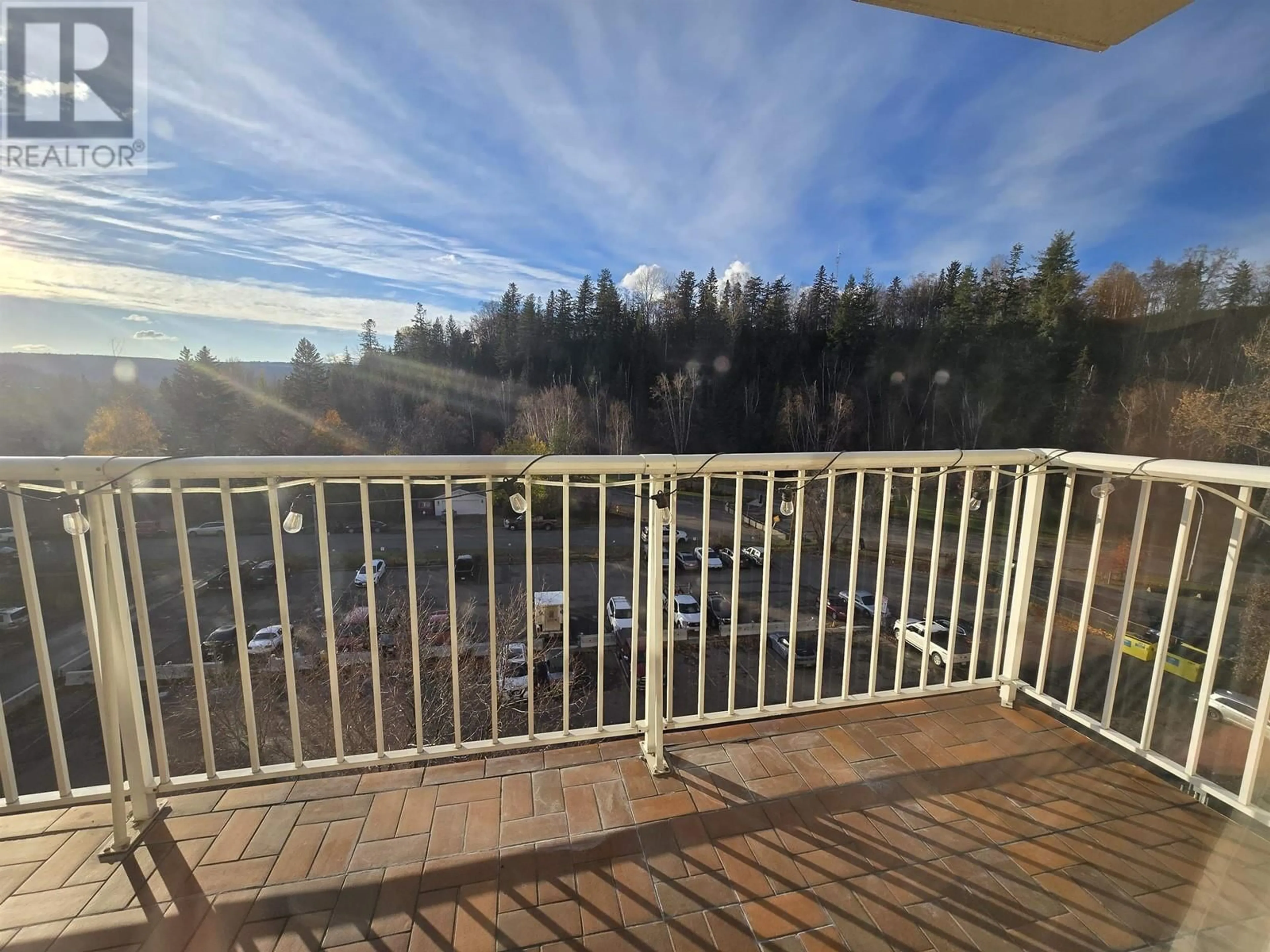 Balcony in the apartment, the fenced backyard for 708 1501 QUEENSWAY STREET, Prince George British Columbia V2L1L5