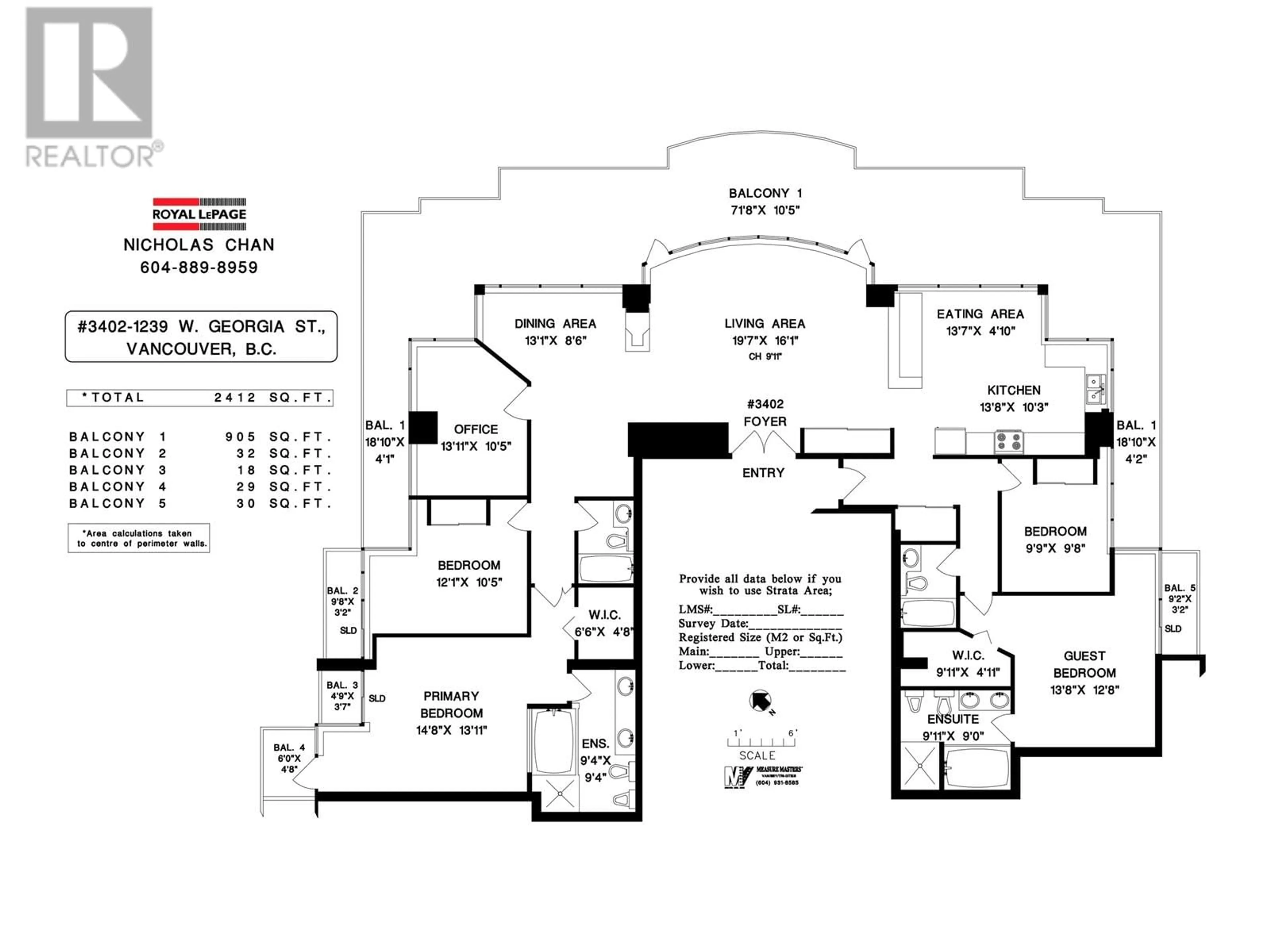 Floor plan for 3402 1239 W GEORGIA STREET, Vancouver British Columbia V6E4R8