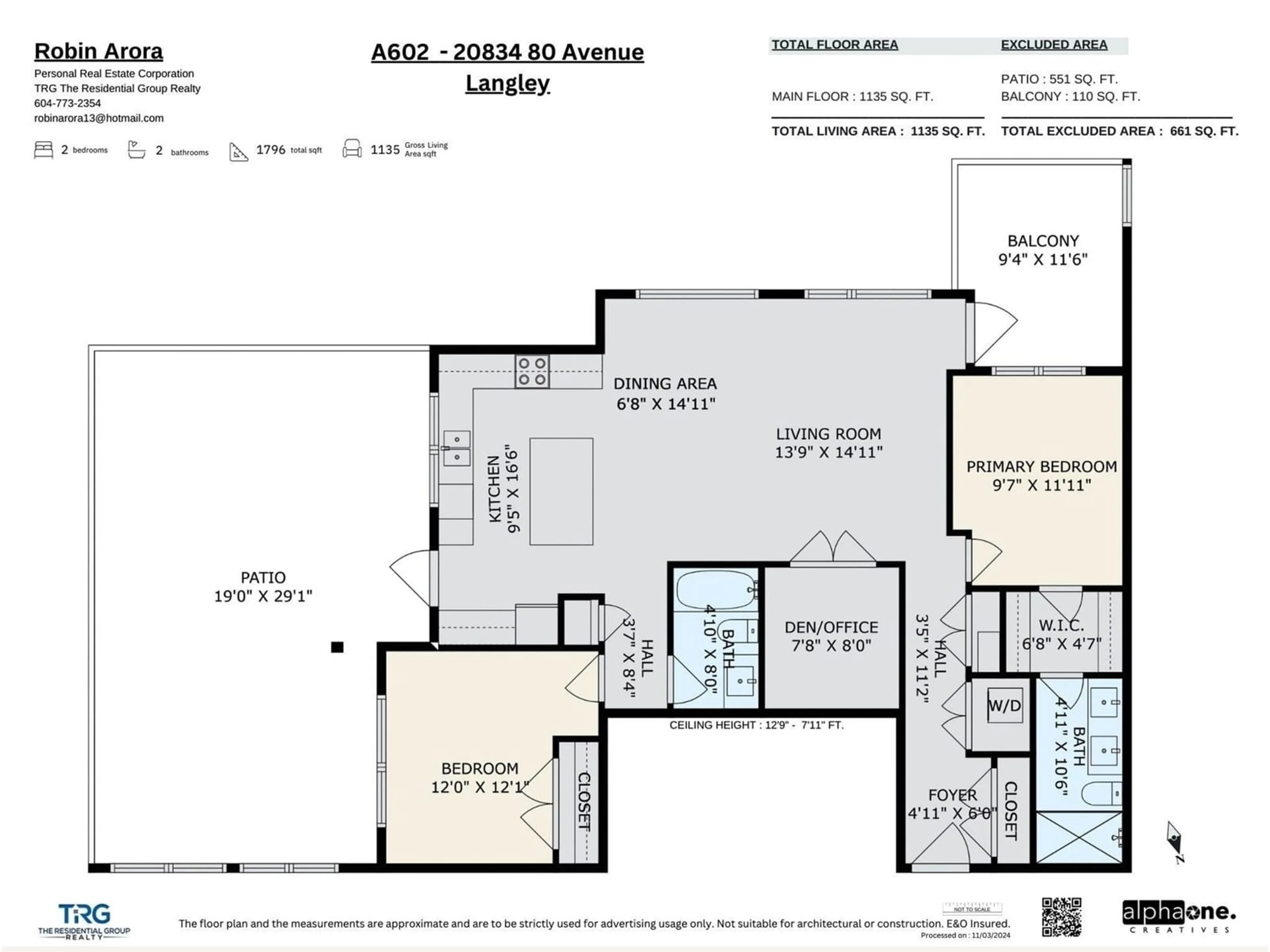 Floor plan for A602 20834 80 AVENUE, Langley British Columbia V2Y3M3