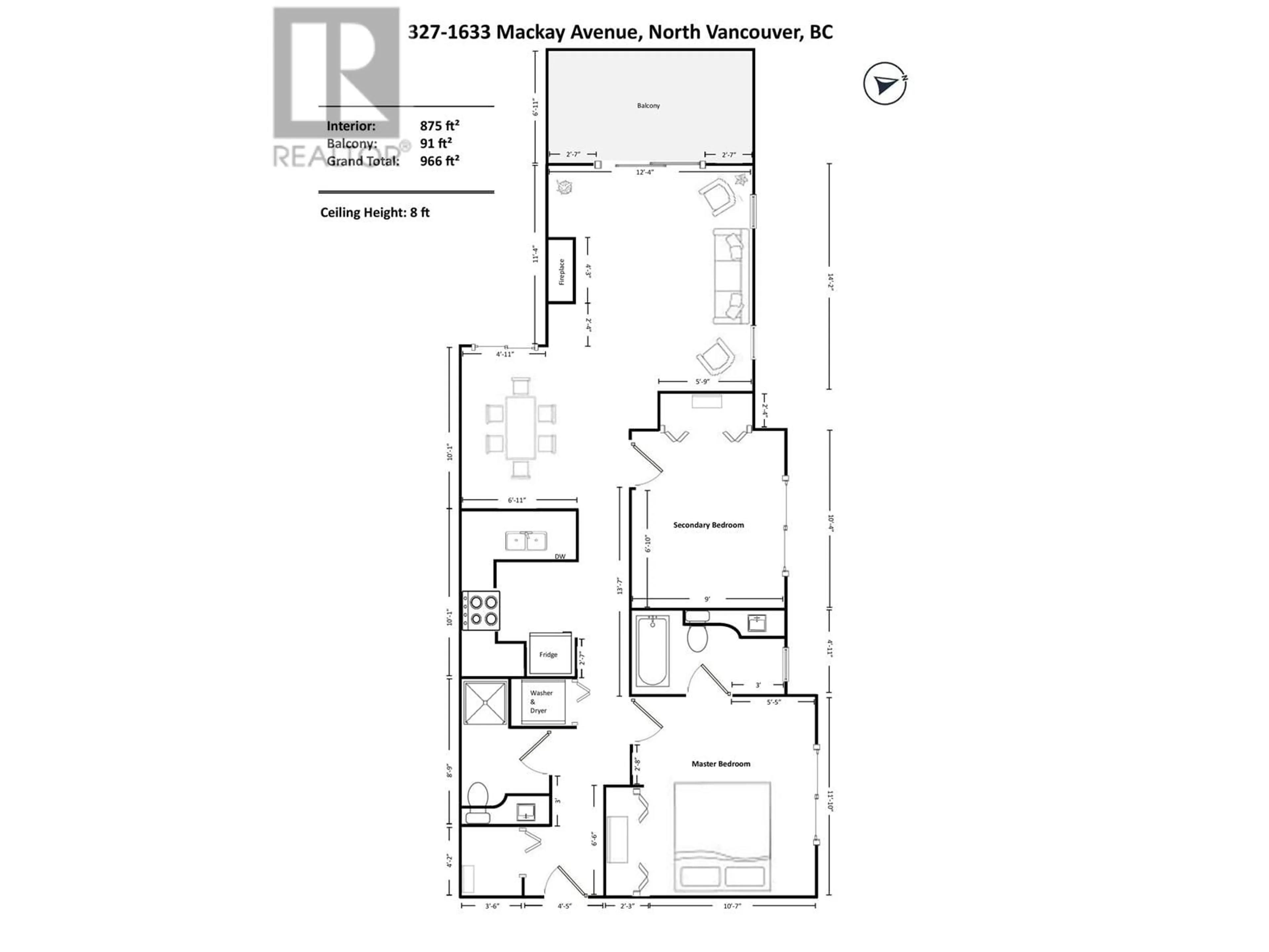 Floor plan for 327 1633 MACKAY AVENUE, North Vancouver British Columbia V7P0A2