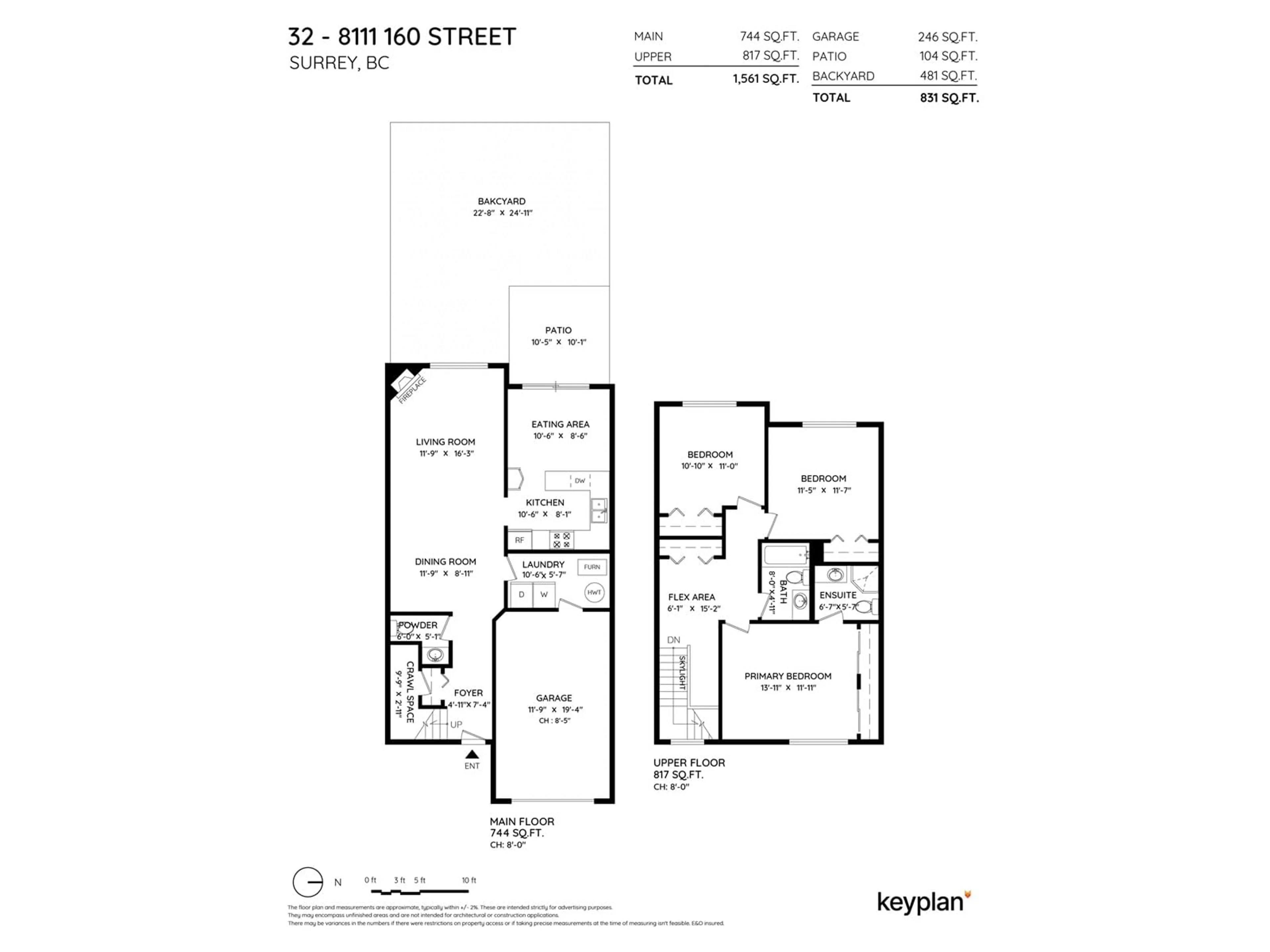 Floor plan for #32 8111 160 STREET, Surrey British Columbia V4N0V4