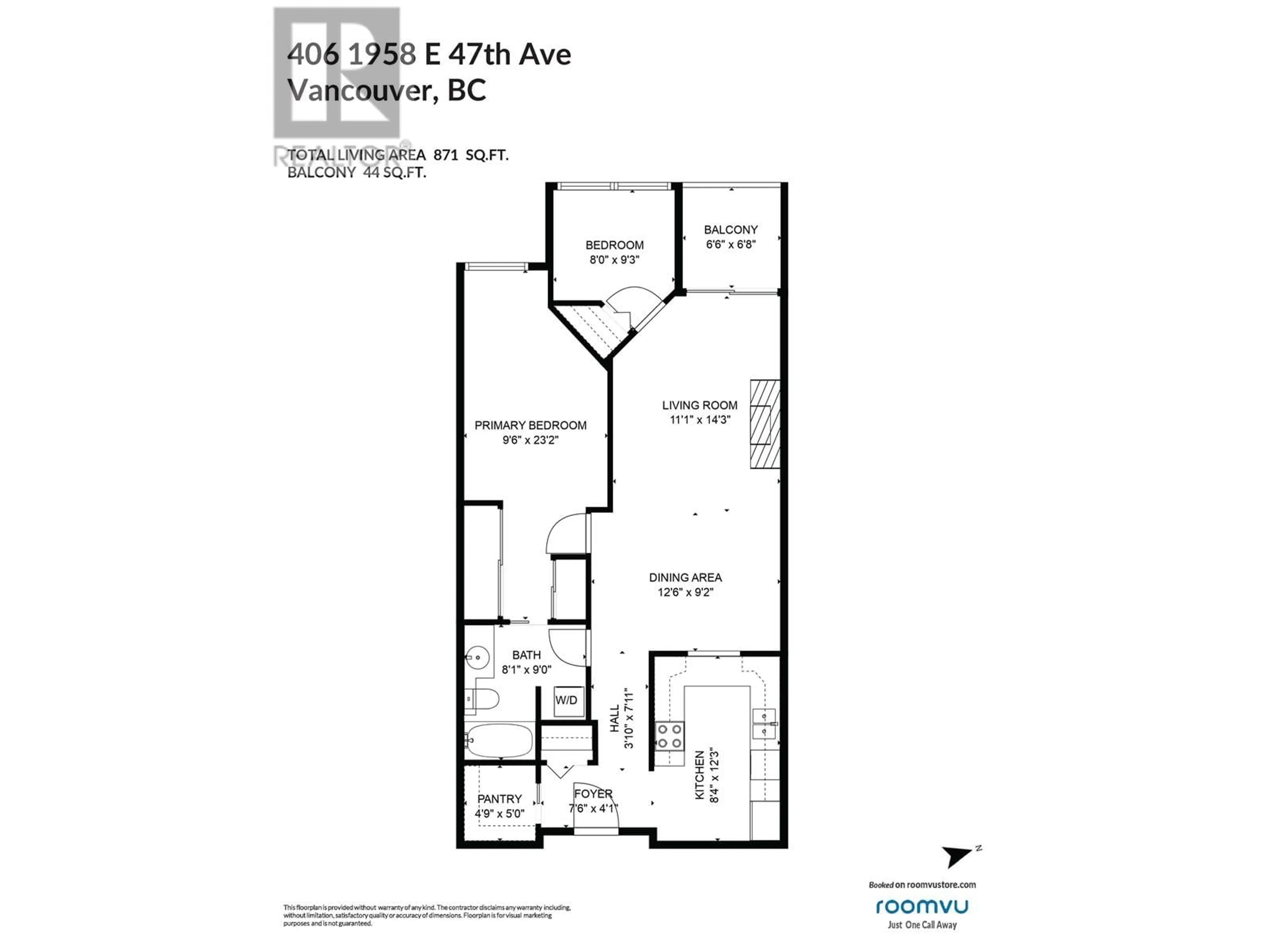 Floor plan for 406 1958 E 47TH AVENUE, Vancouver British Columbia V5P3X5