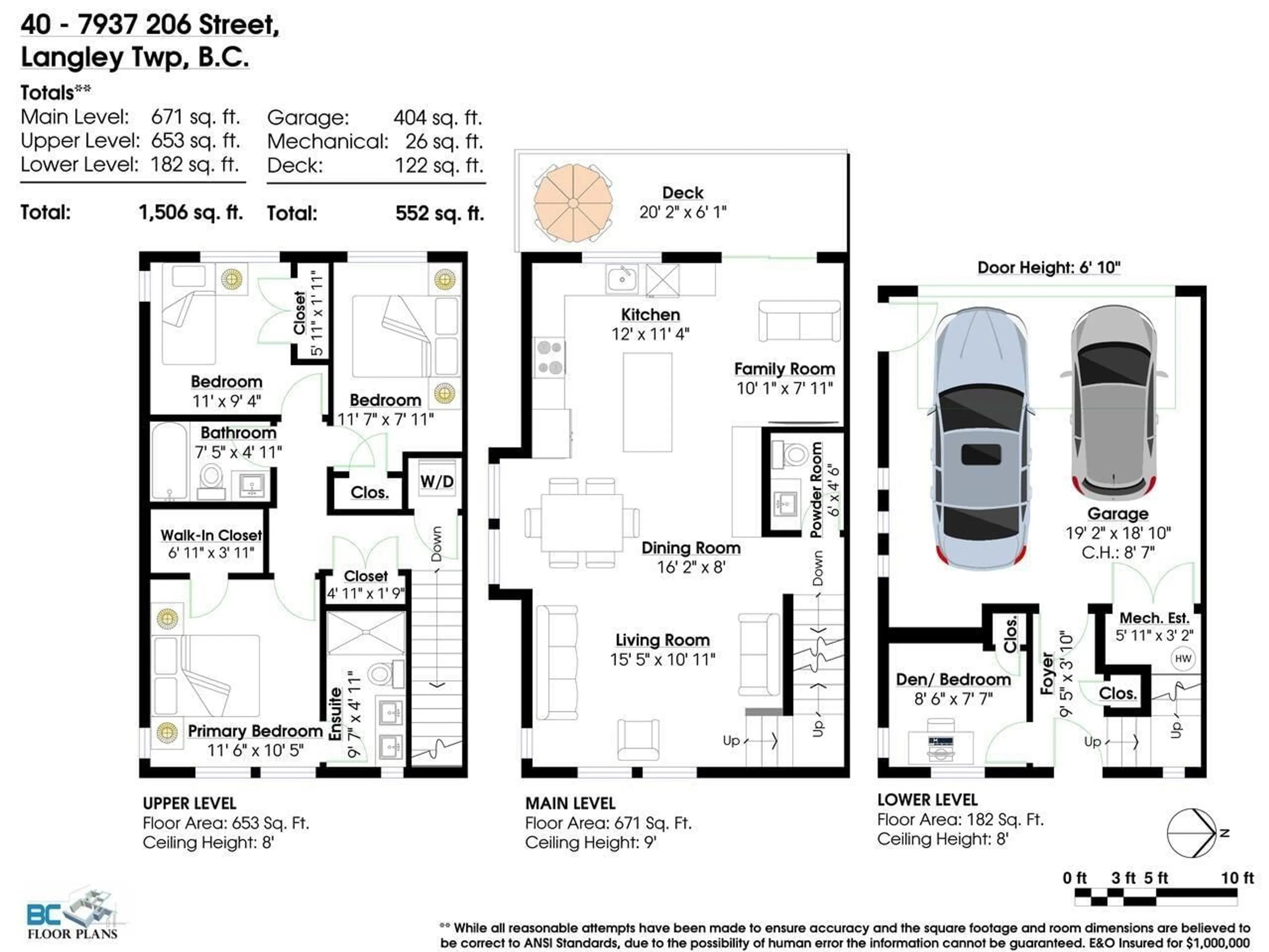 Floor plan for 40 7937 206 STREET, Langley British Columbia V2Y3T6