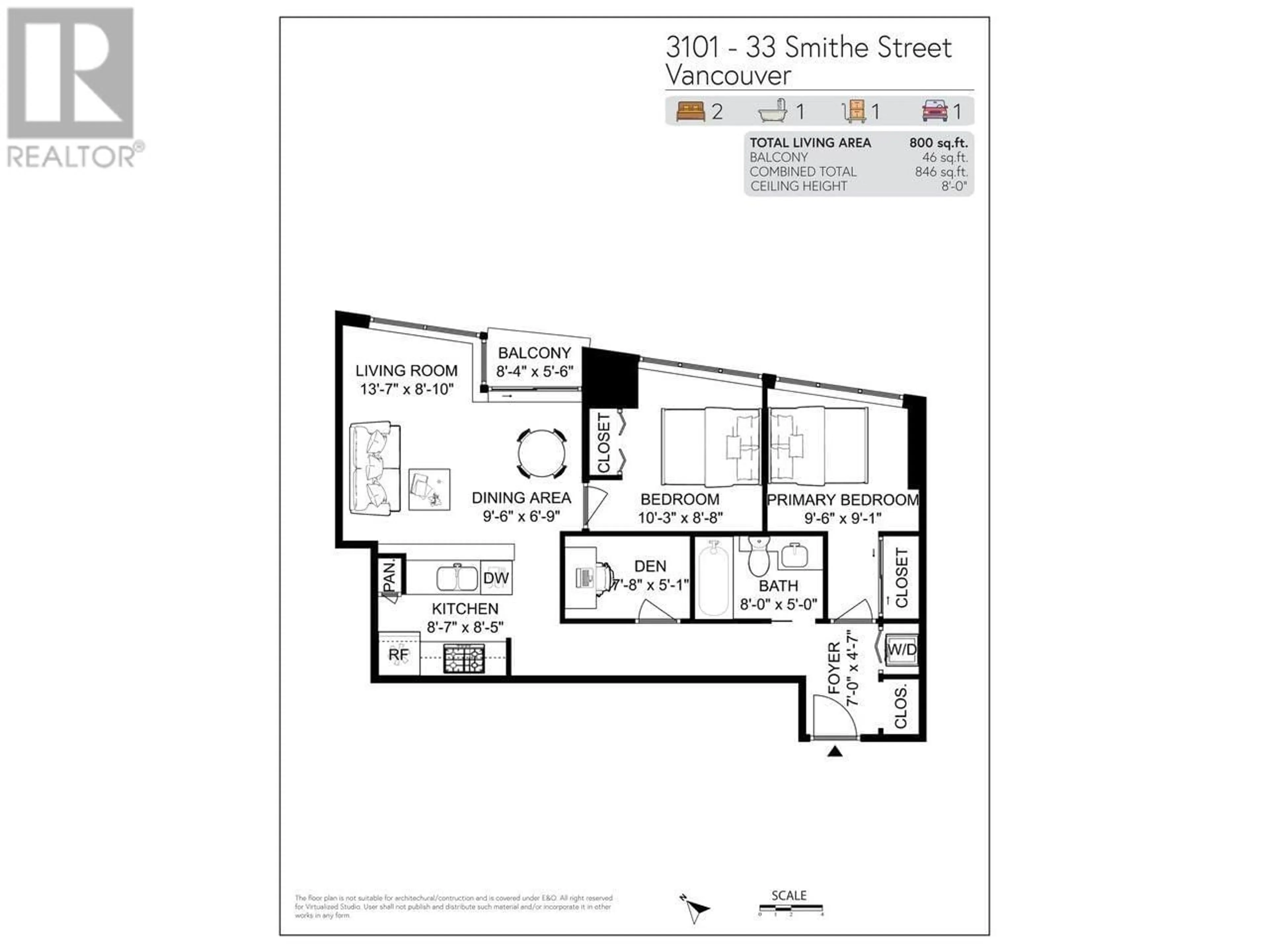 Floor plan for 3101 33 SMITHE STREET, Vancouver British Columbia V6B0B5