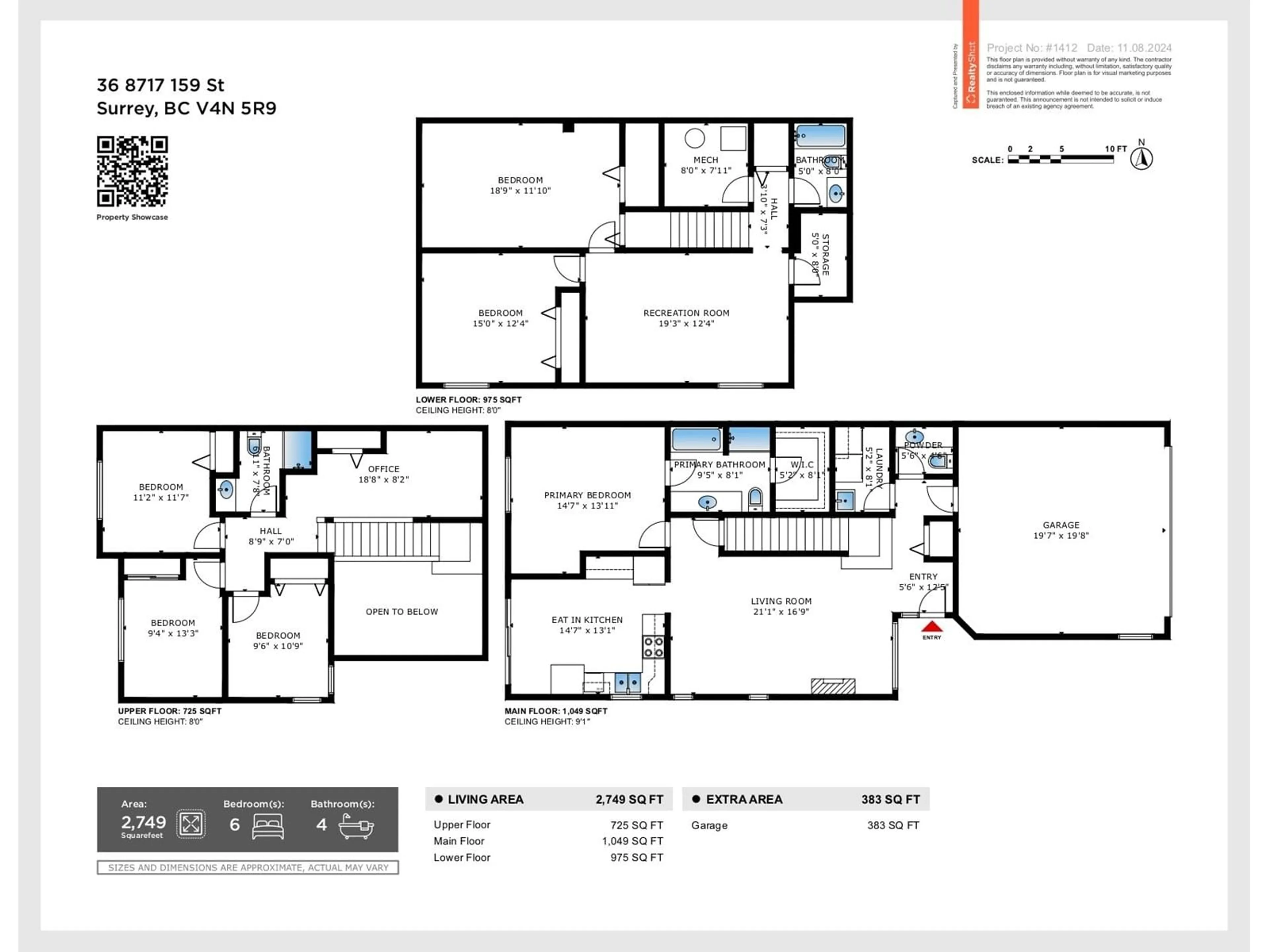 Floor plan for 36 8717 159 STREET, Surrey British Columbia V4N5R9