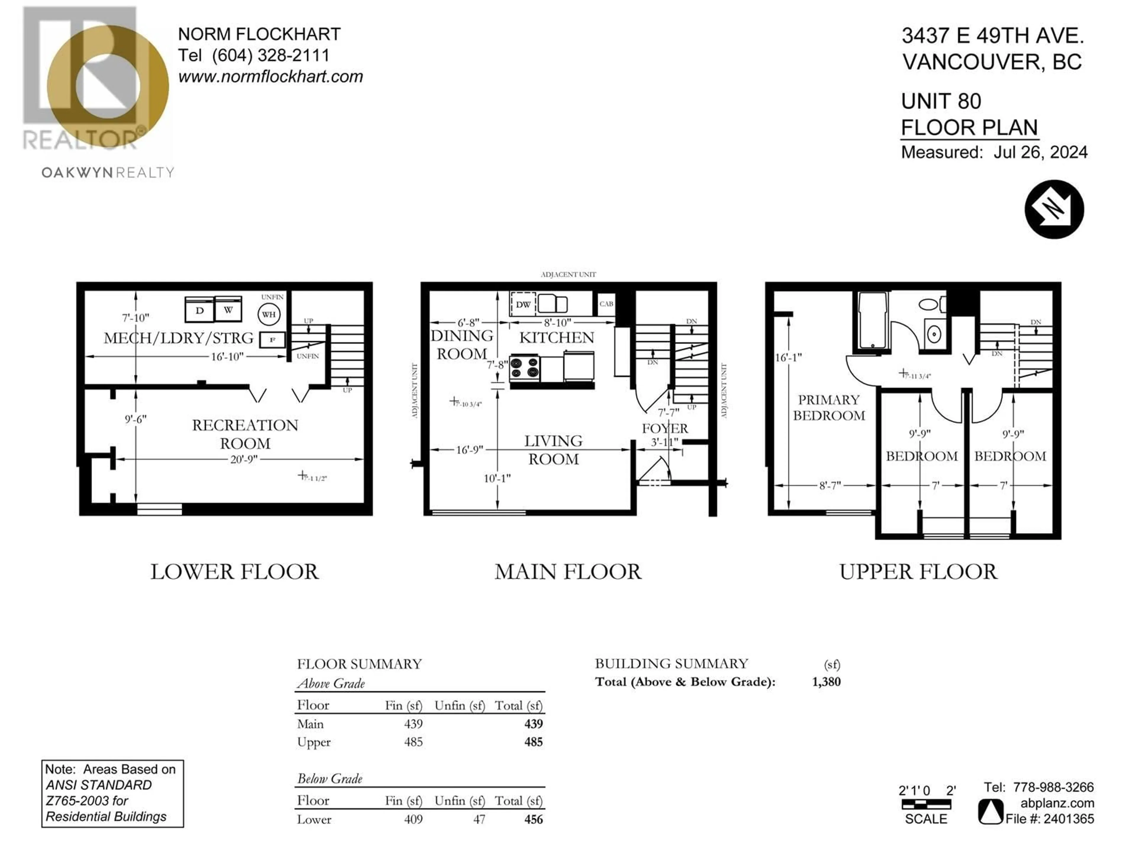 Floor plan for 80 3437 E 49TH AVENUE, Vancouver British Columbia V5S1M1