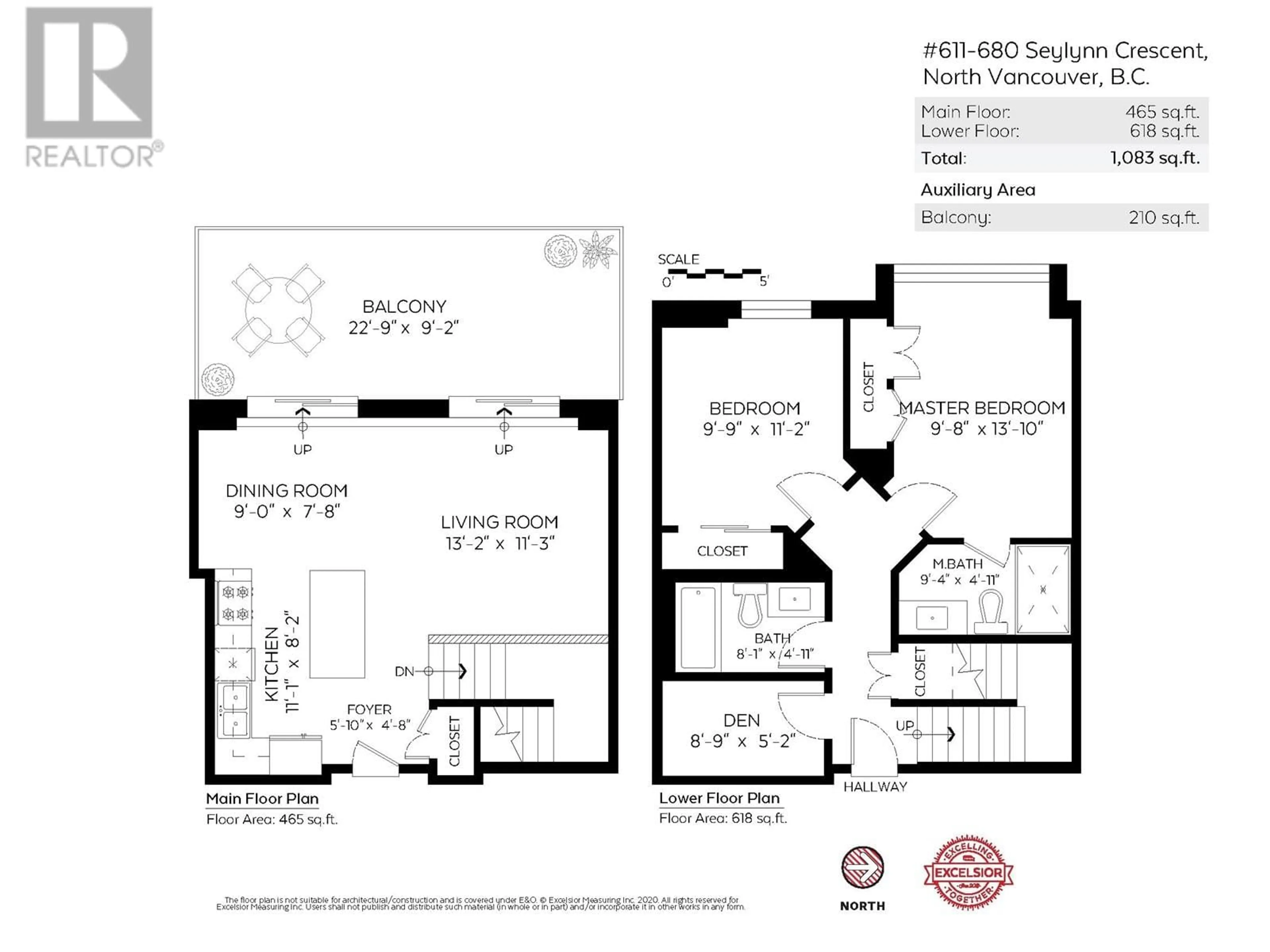 Floor plan for 611 680 SEYLYNN CRESCENT, North Vancouver British Columbia V7J0B5