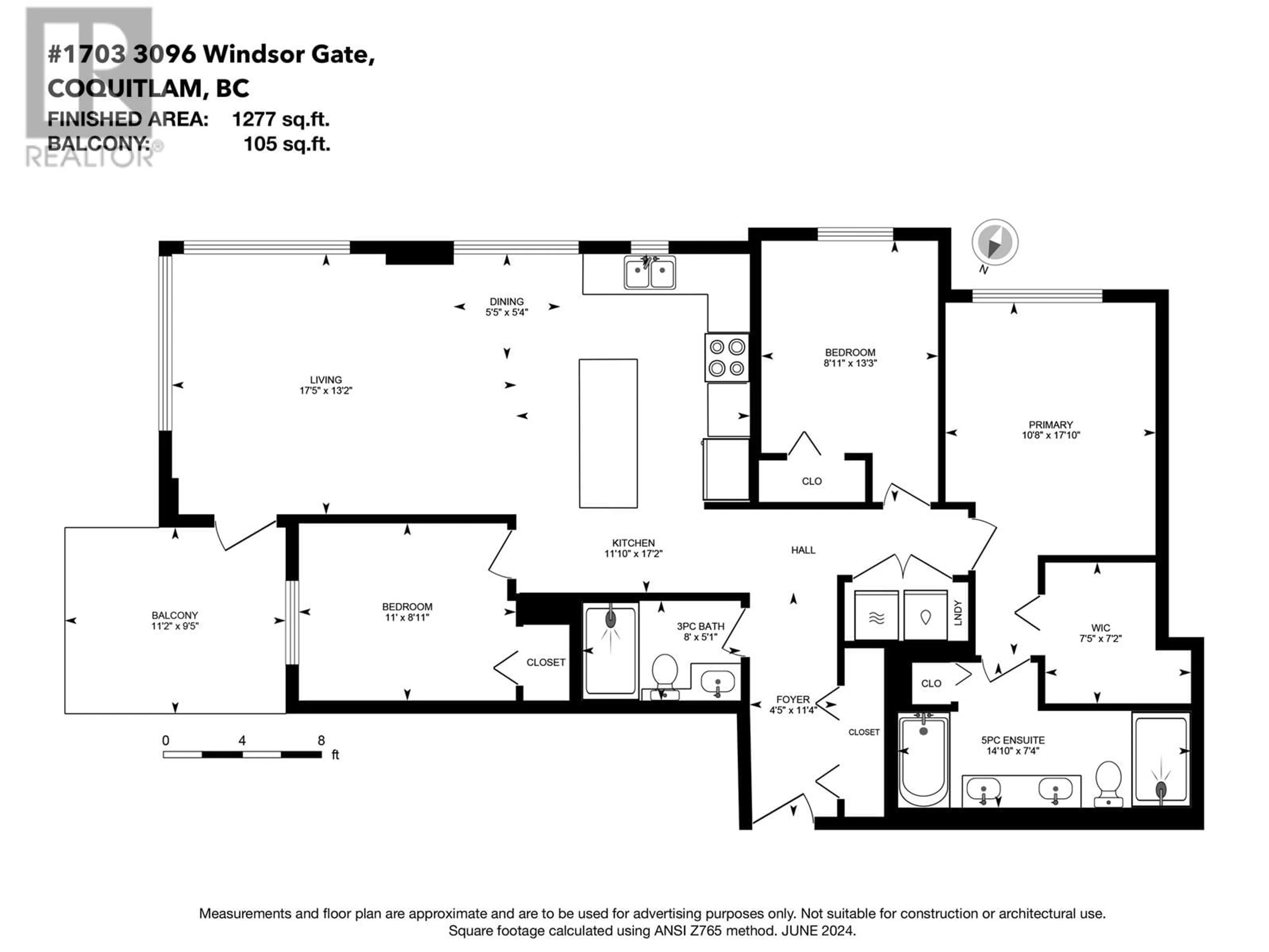 Floor plan for 1703 3096 WINDSOR GATE, Coquitlam British Columbia V3B0P4