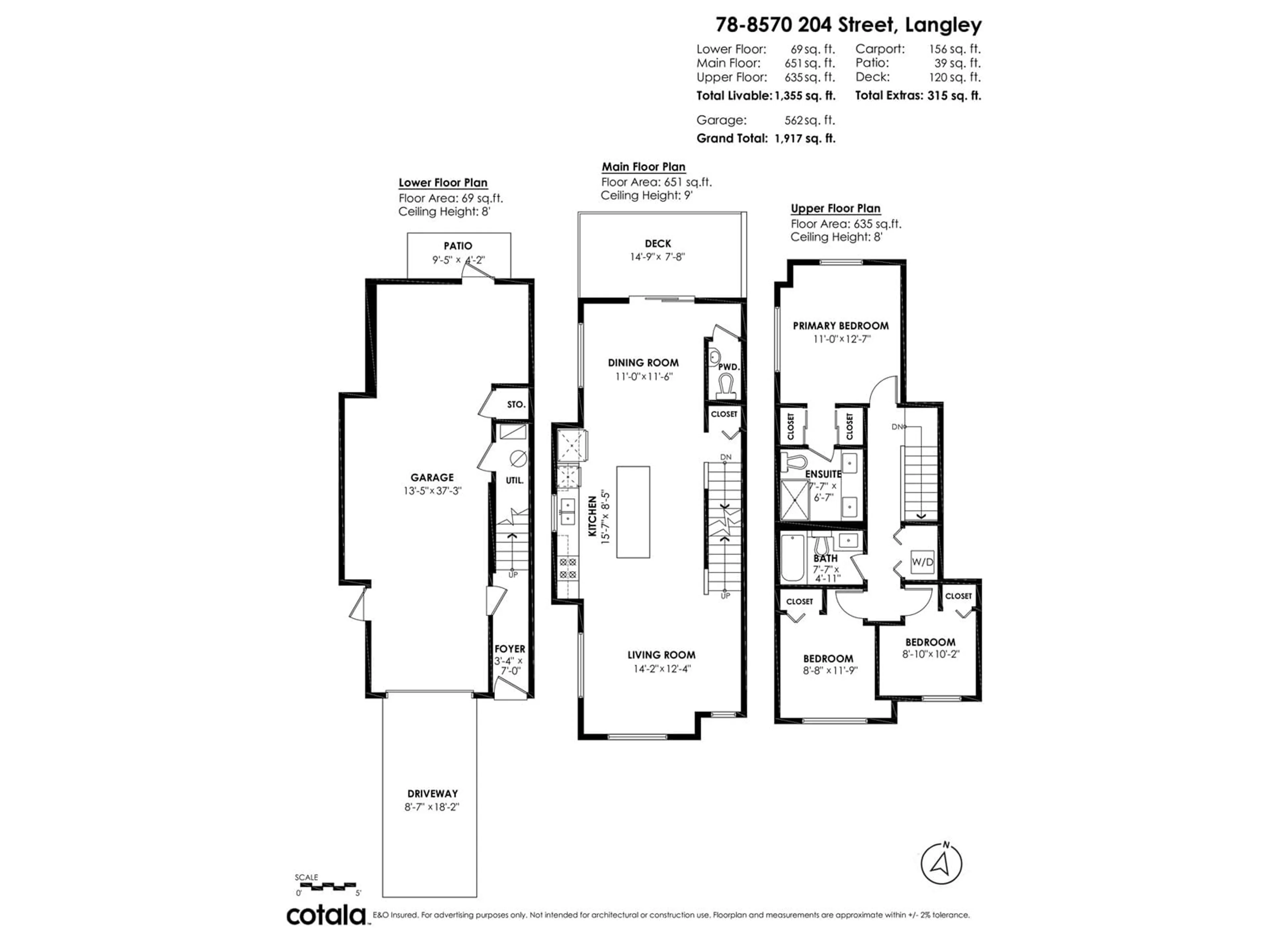 Floor plan for 78 8570 204 STREET, Langley British Columbia V2Y0T9