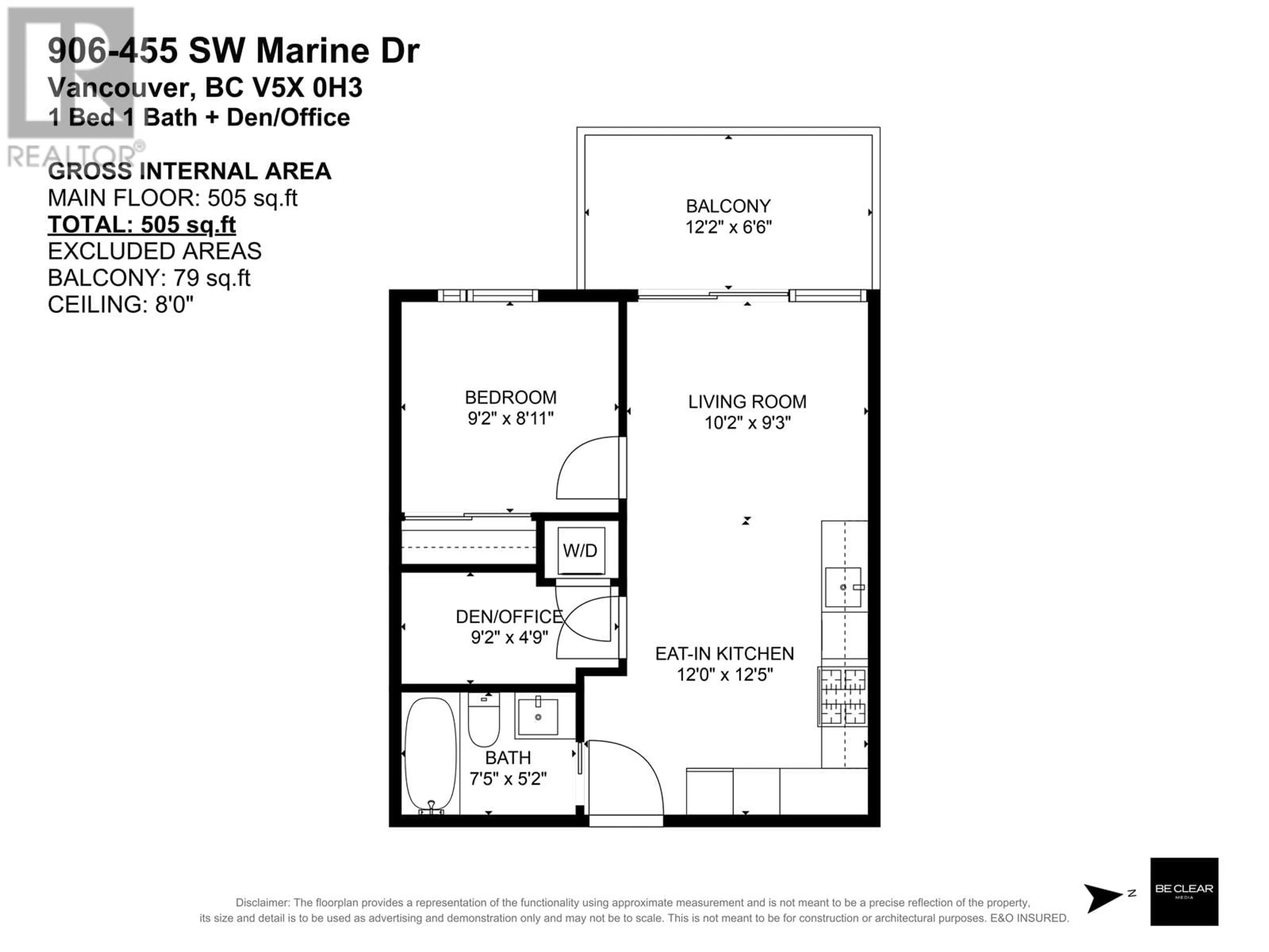 Floor plan for 906 455 SW MARINE DRIVE, Vancouver British Columbia V5X0H3