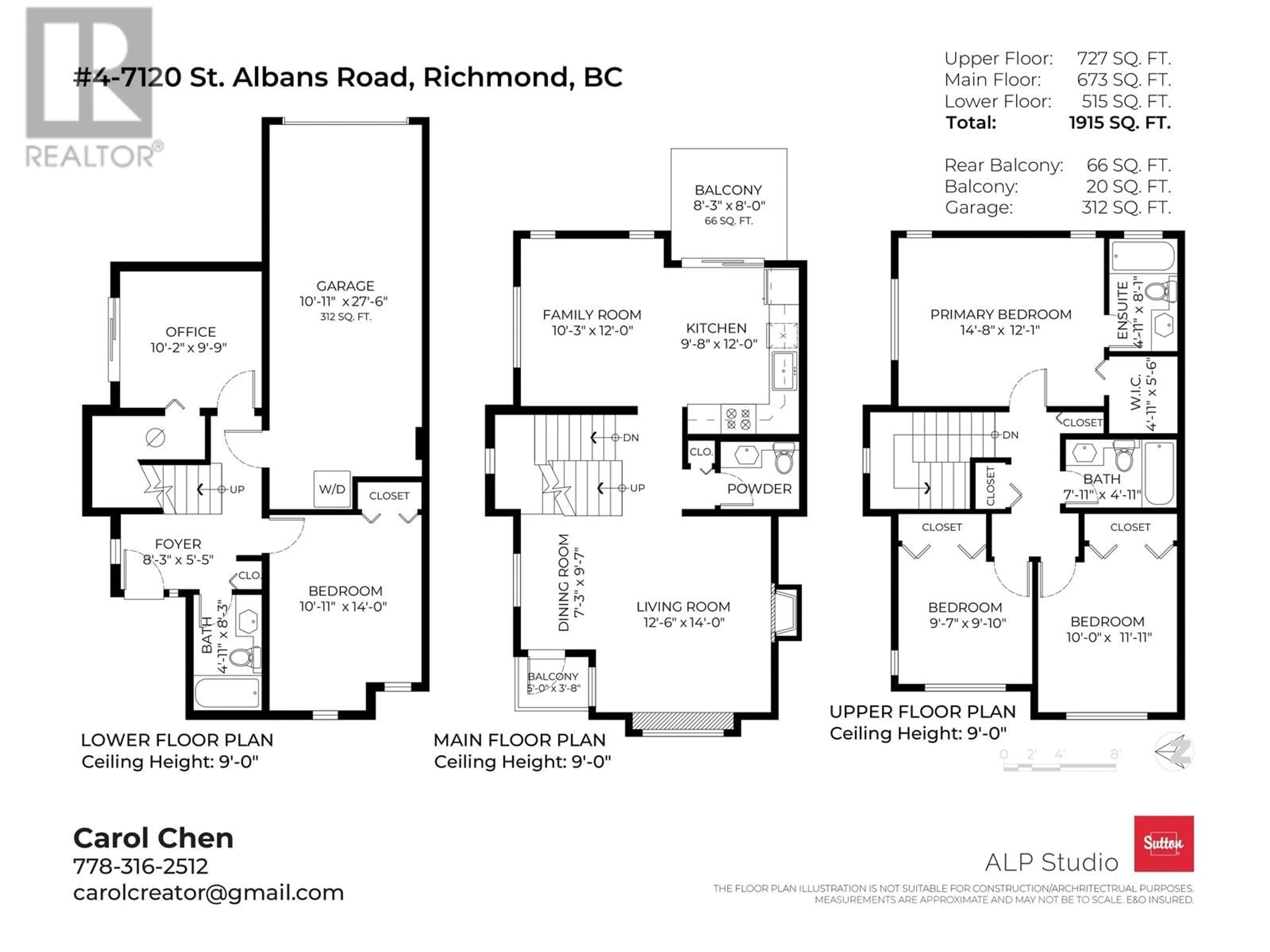 Floor plan for 4 7120 ST. ALBANS ROAD, Richmond British Columbia V6Y2K1