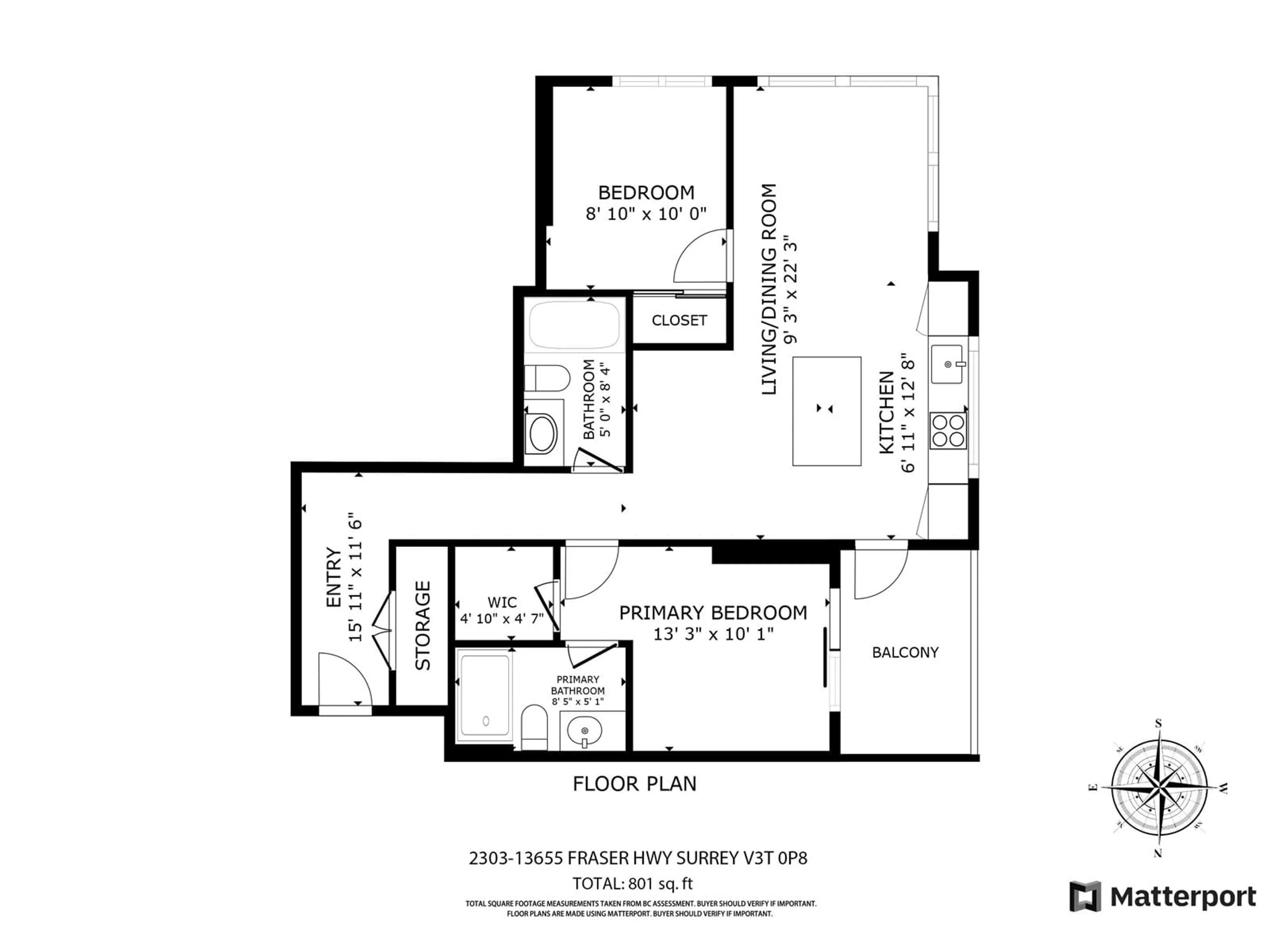 Floor plan for 2303 - 13655 FRASER, Surrey British Columbia V3T0P8