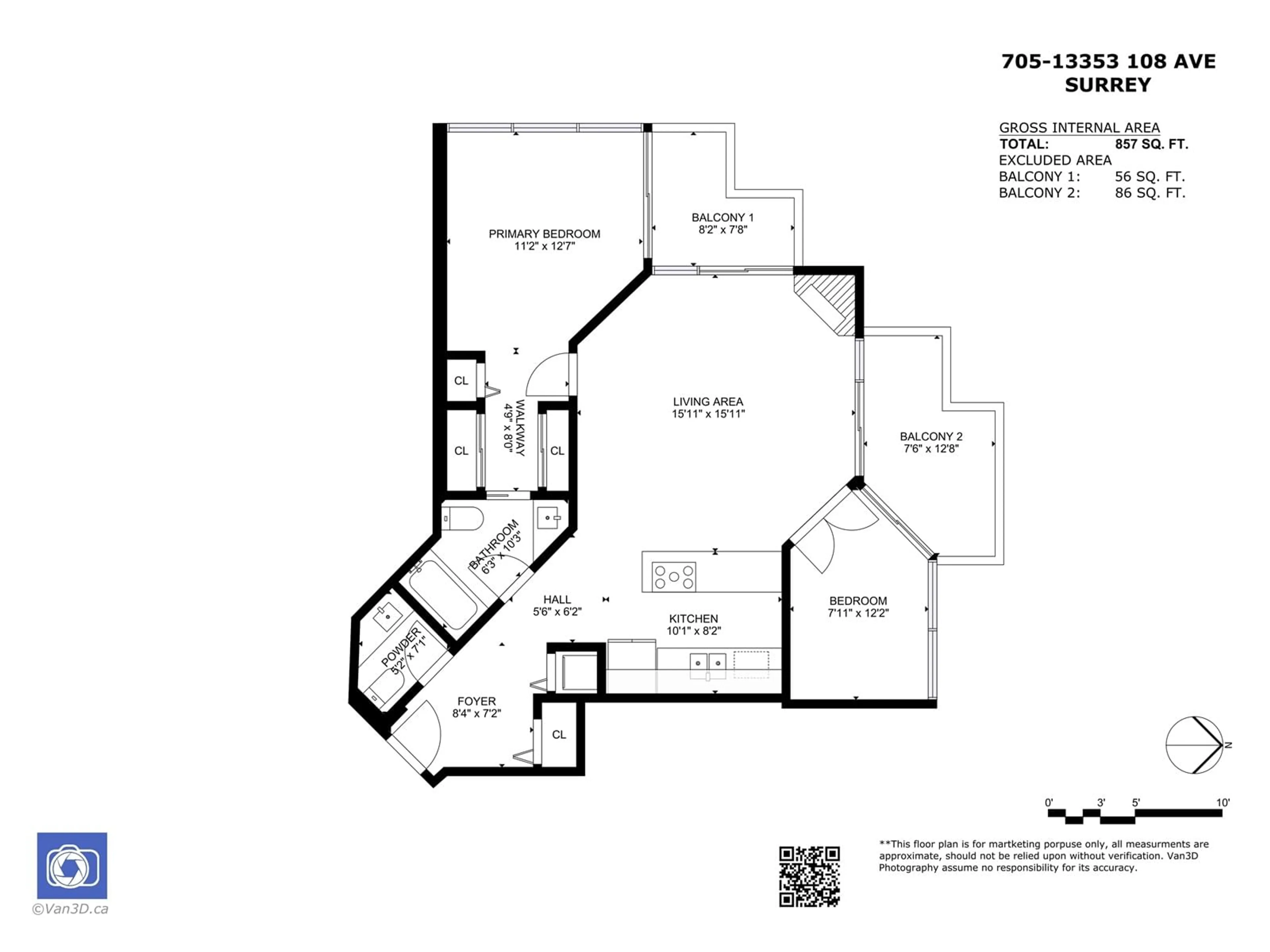 Floor plan for 705 13353 108 AVENUE, Surrey British Columbia V3T5T5