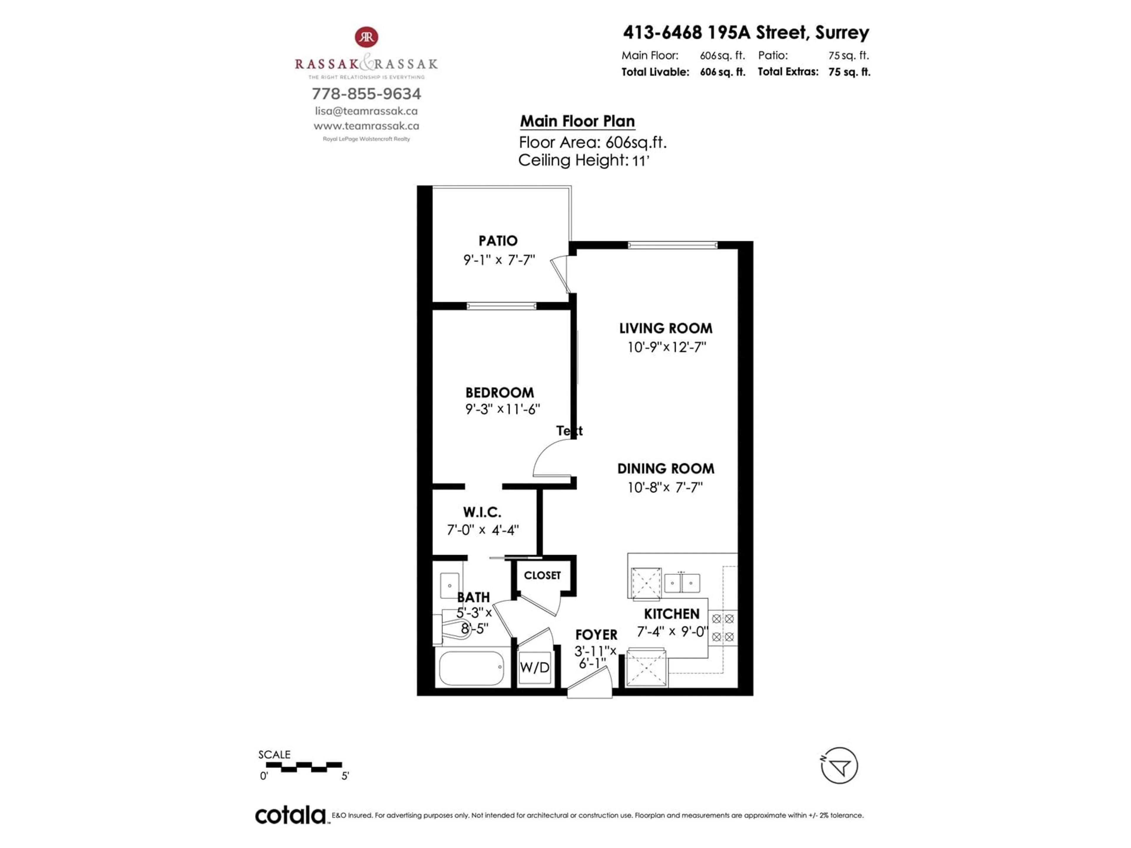 Floor plan for 413 6468 195A STREET, Surrey British Columbia V4N6R6