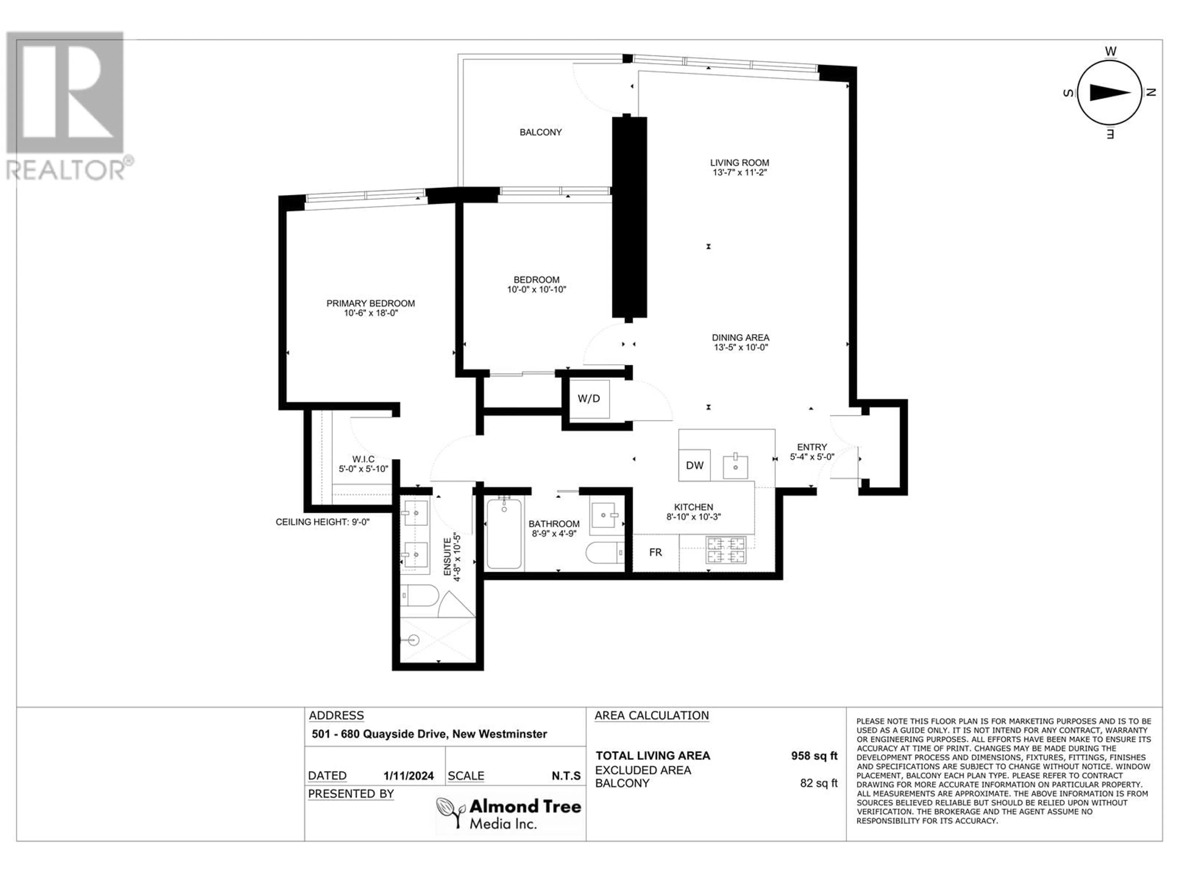 Floor plan for 501 680 QUAYSIDE DRIVE, New Westminster British Columbia V3M0P2