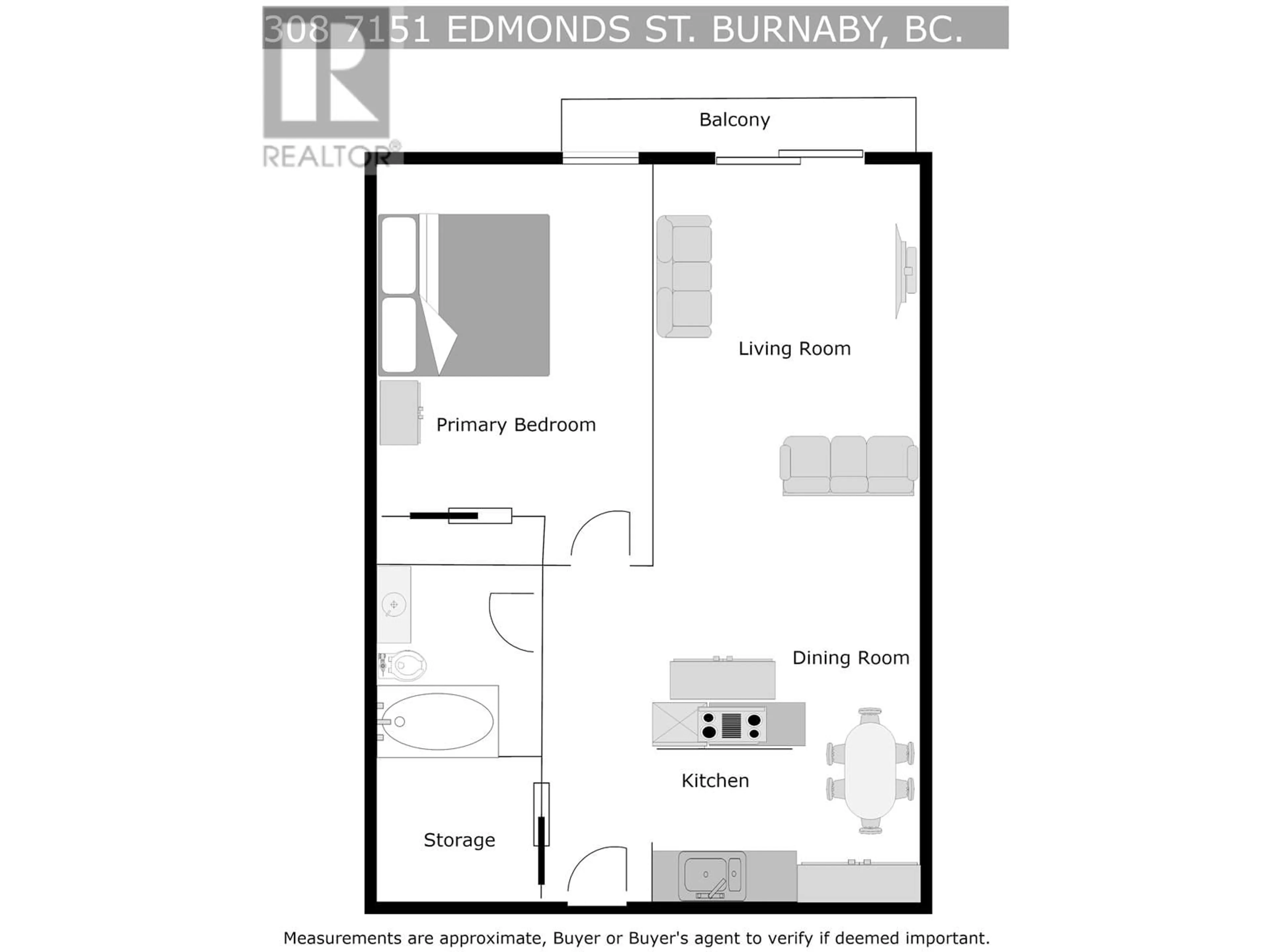 Floor plan for 308 7151 EDMONDS STREET, Burnaby British Columbia V3N4N5