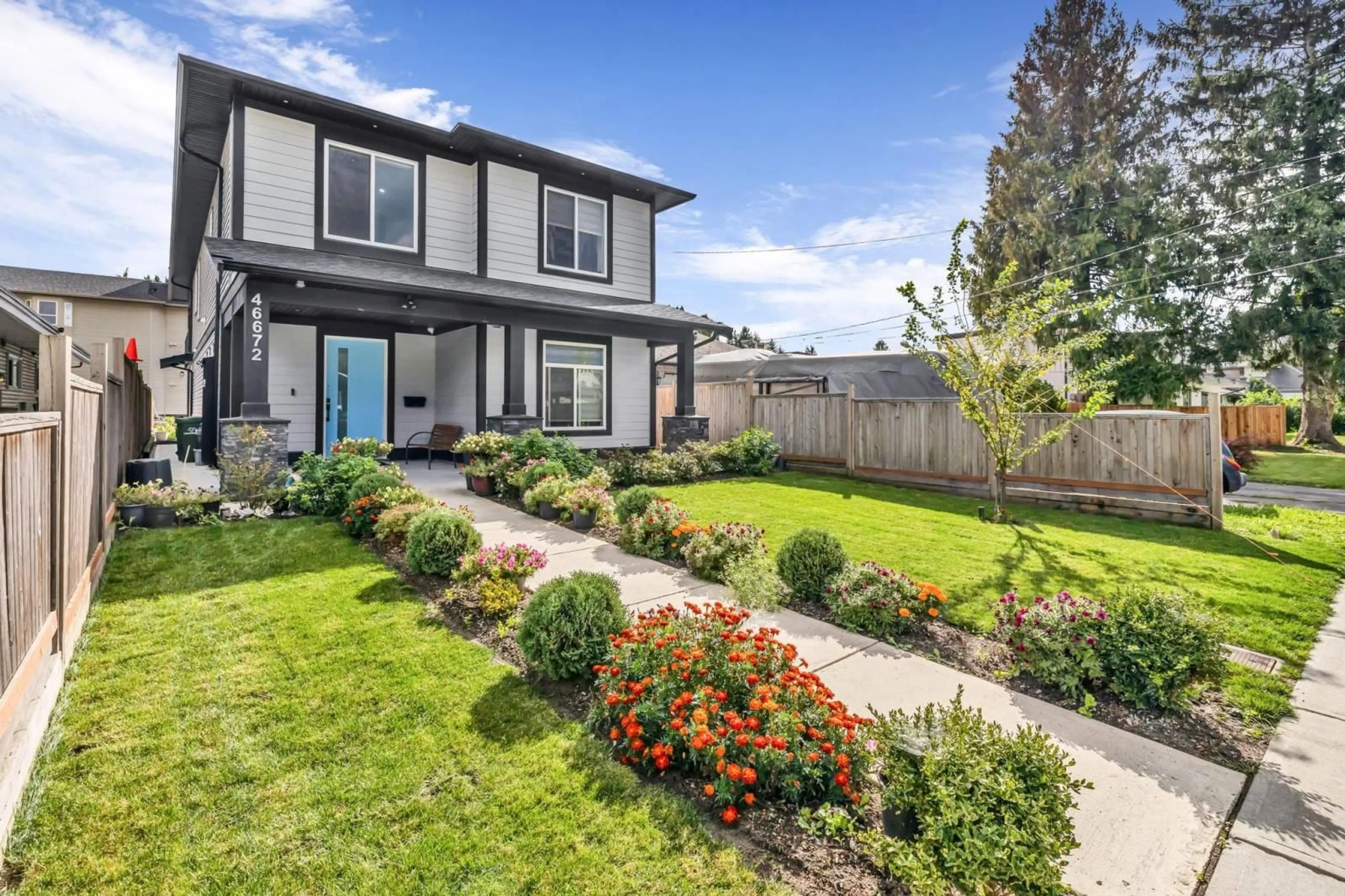 Frontside or backside of a home, the fenced backyard for 46672 MACKEN AVENUE|Chilliwack Proper Ea, Chilliwack British Columbia V2P3B8