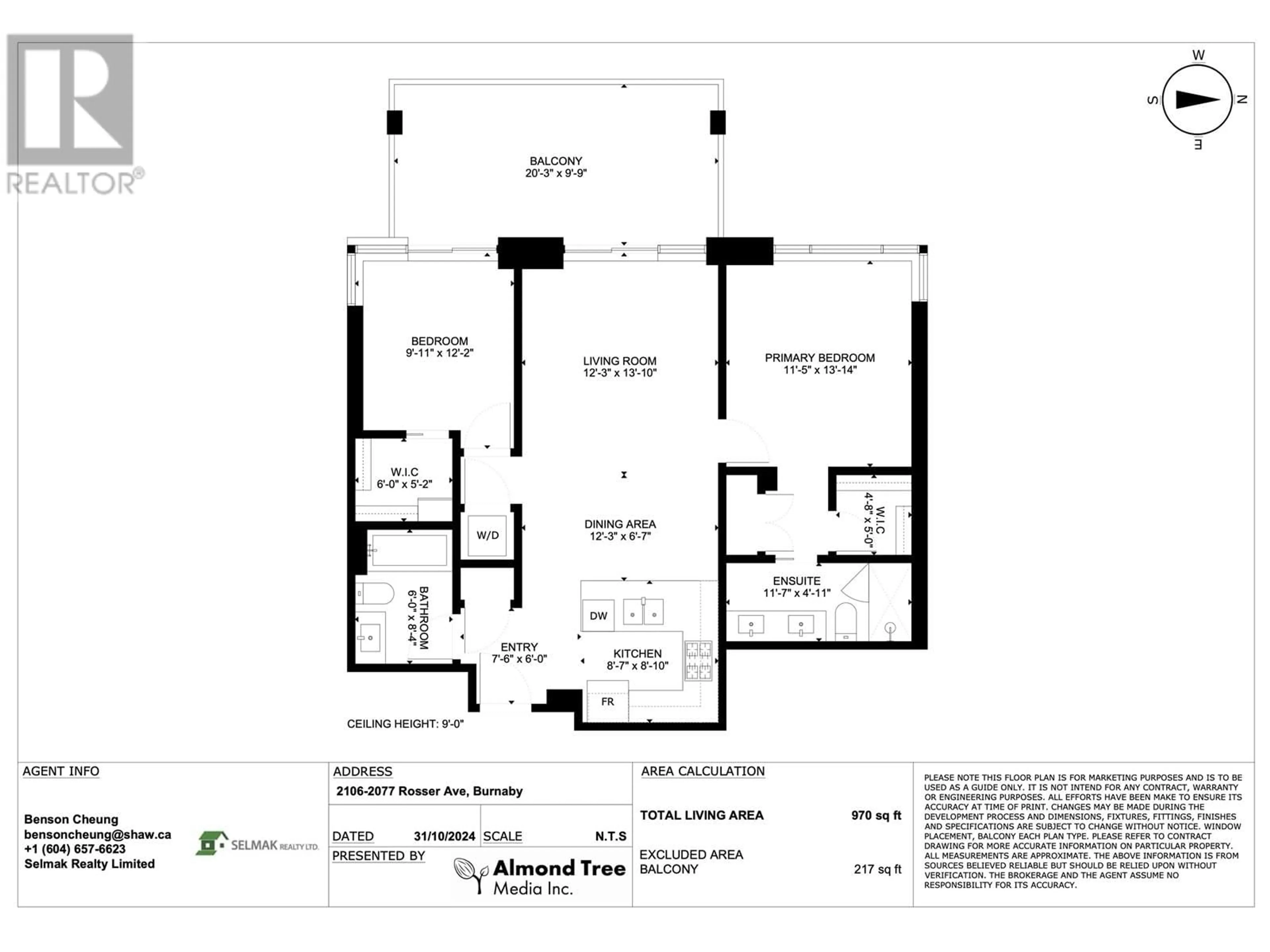 Floor plan for 2106 2077 ROSSER AVENUE, Burnaby British Columbia V5C0G6