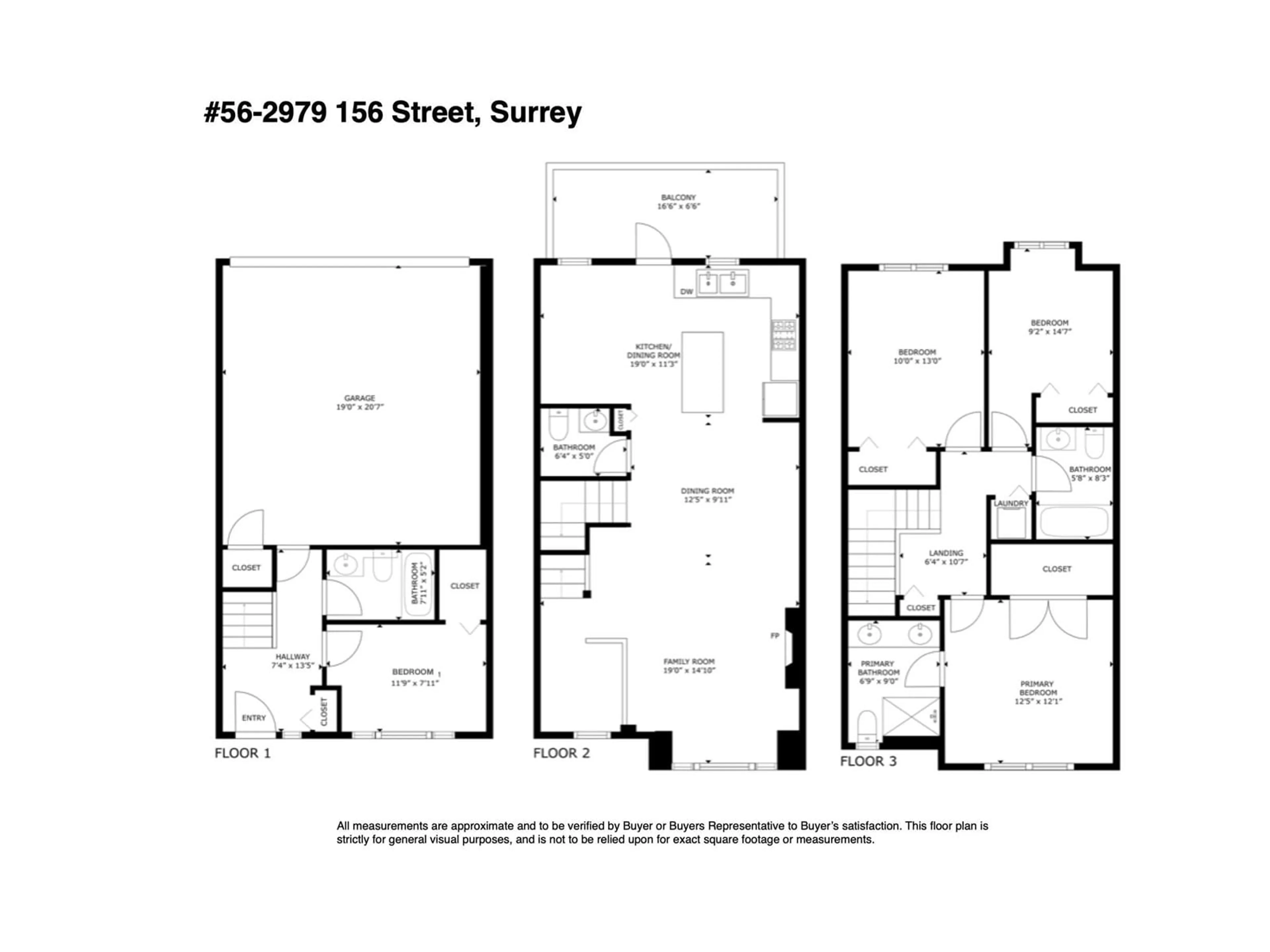 Floor plan for 56 2979 156 STREET, Surrey British Columbia V3Z8V8