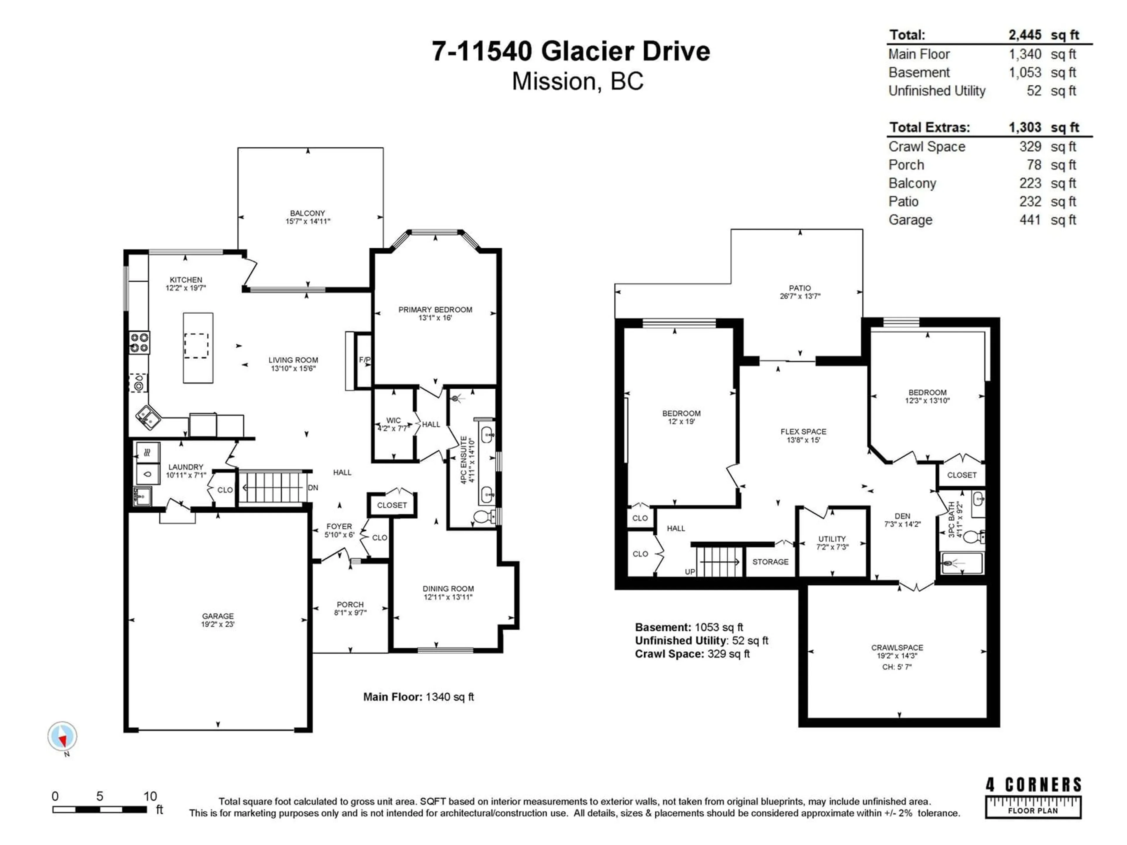 Floor plan for 7 11540 GLACIER DRIVE, Mission British Columbia V4S1C9