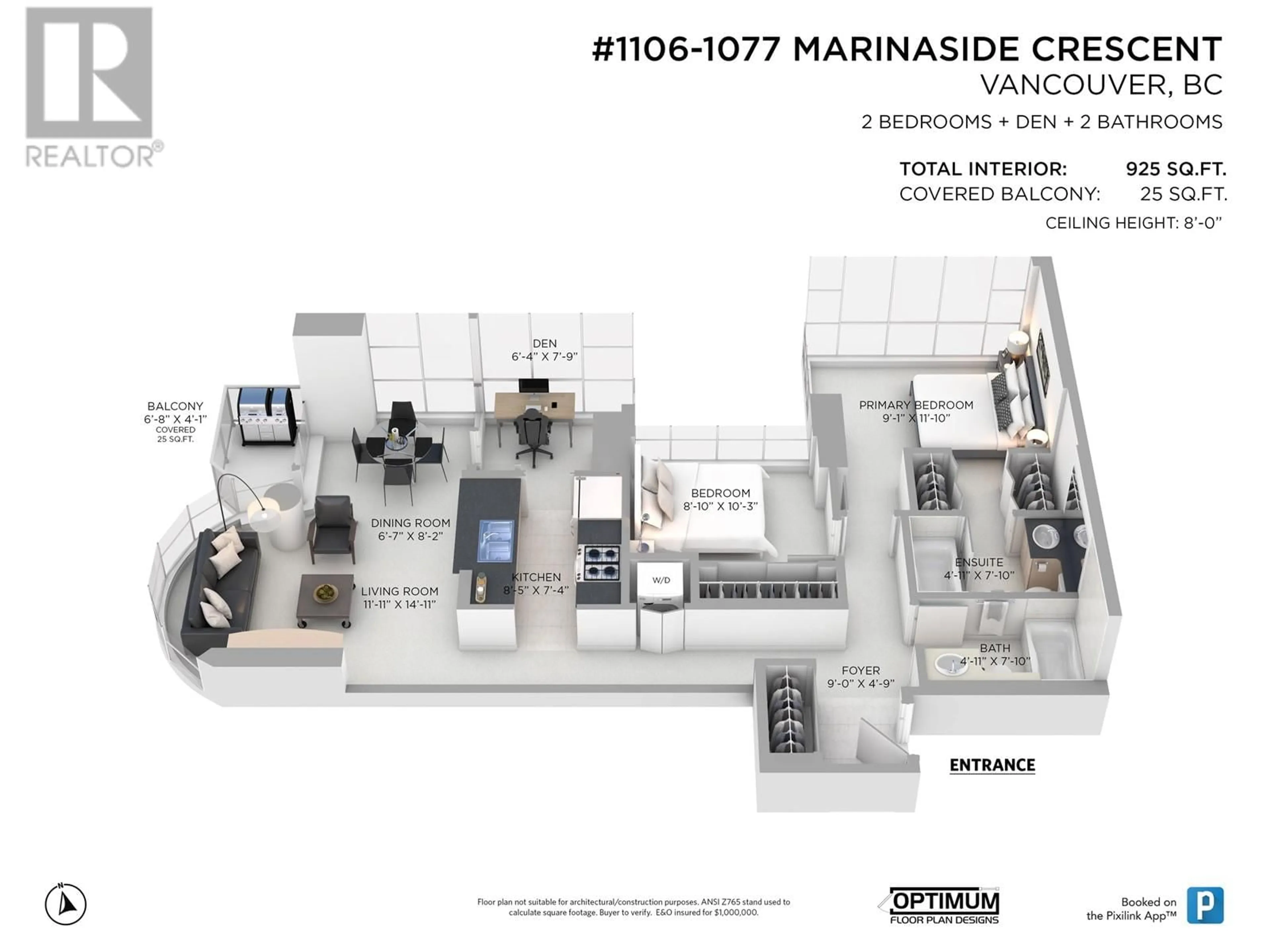 Floor plan for 1106 1077 MARINASIDE CRESCENT, Vancouver British Columbia V6Z2Z5