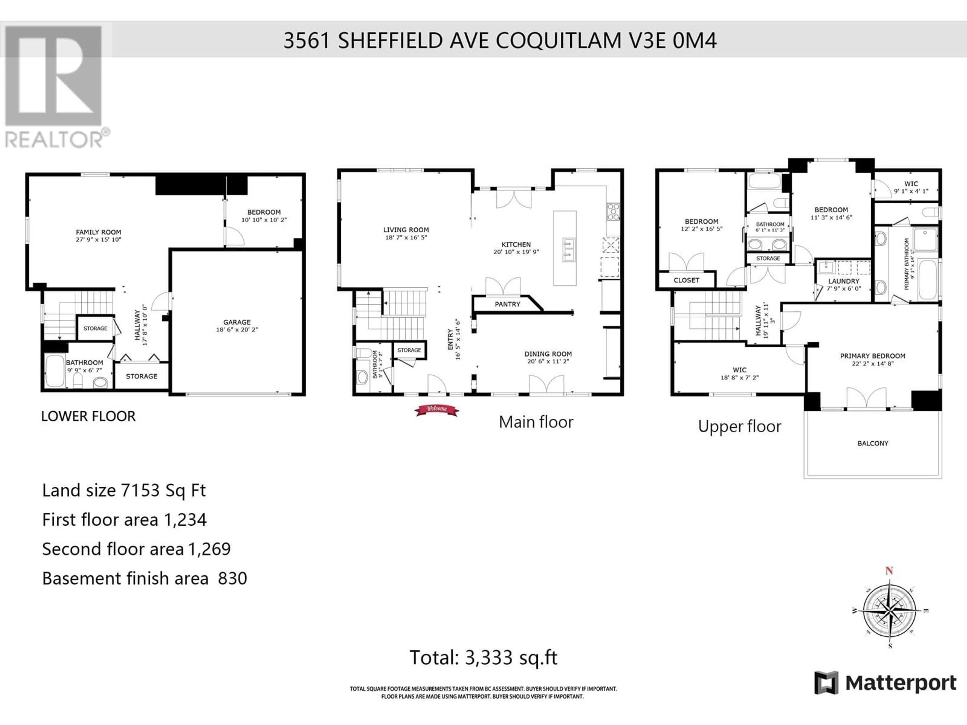 Floor plan for 3561 SHEFFIELD AVENUE, Coquitlam British Columbia V3E0M4