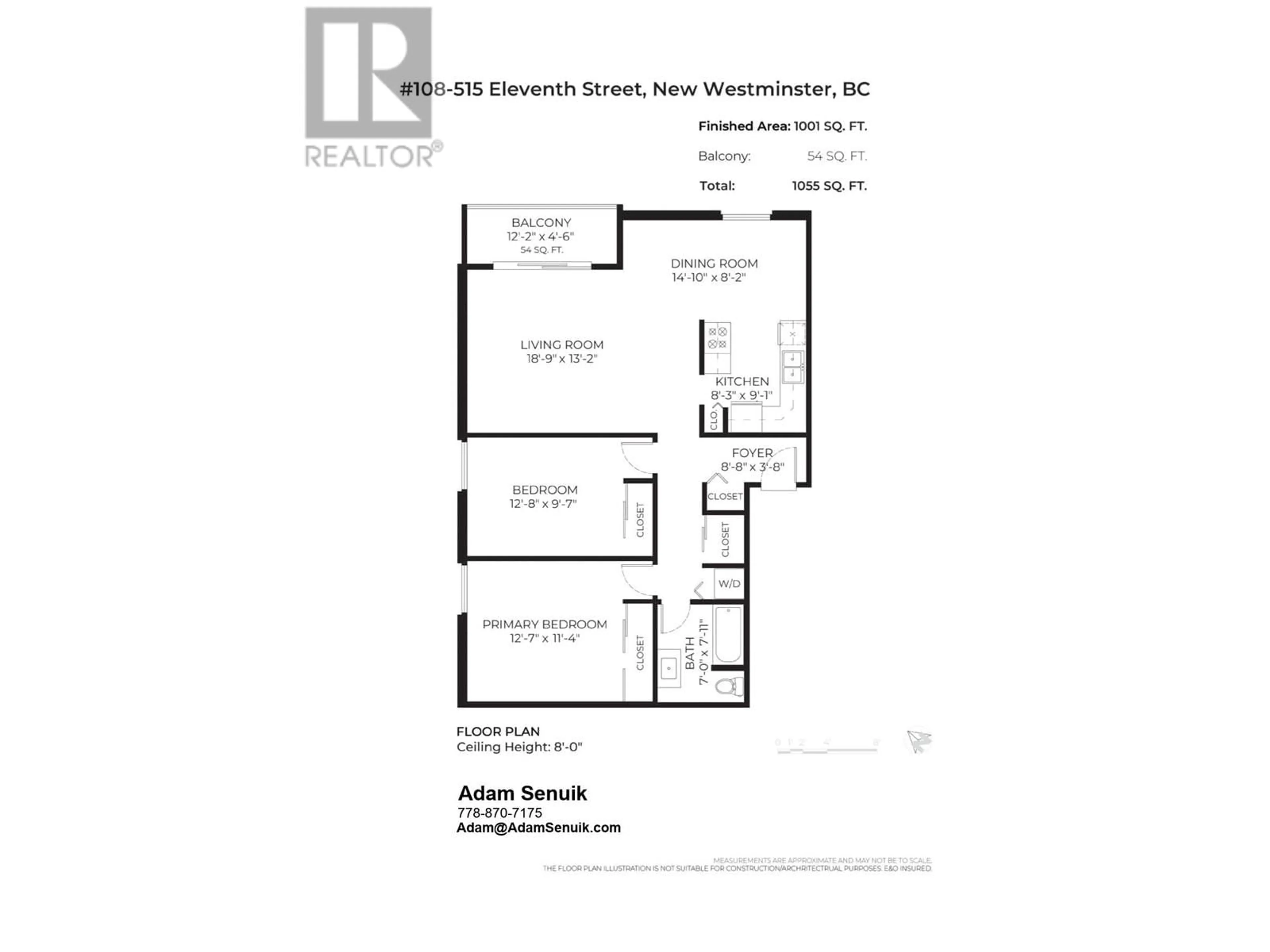 Floor plan for 108 515 ELEVENTH STREET, New Westminster British Columbia V3M4G4