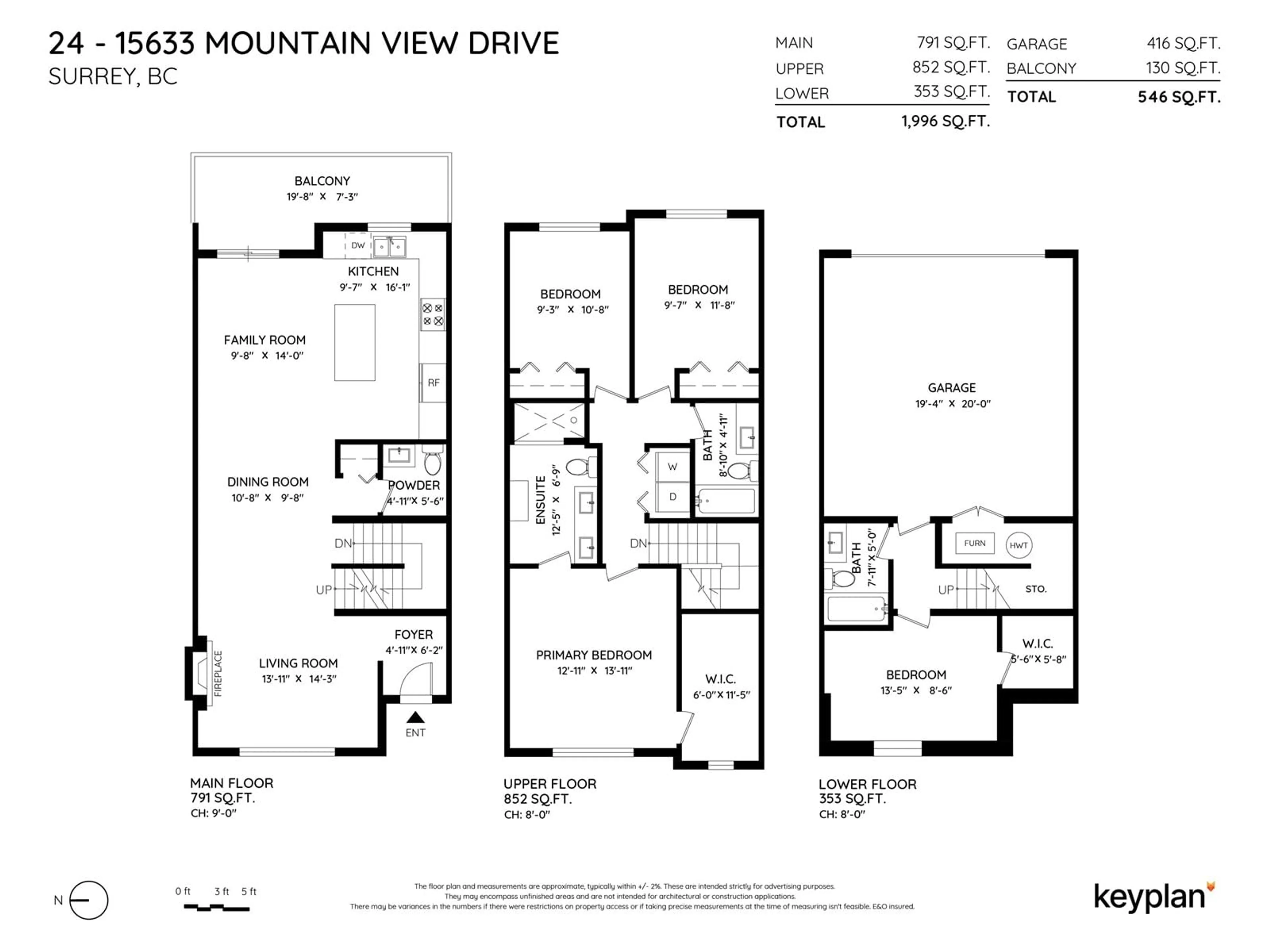 Floor plan for 24 15633 MOUNTAIN VIEW DRIVE, Surrey British Columbia V3Z0W8