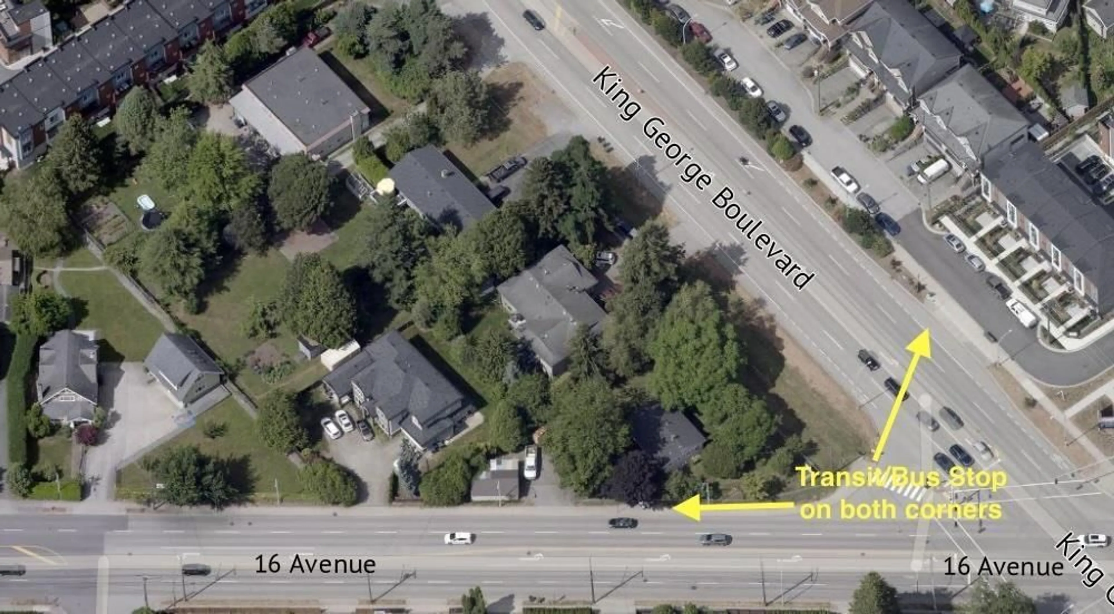A pic from outside/outdoor area/front of a property/back of a property/a pic from drone, street for 1603 KING GEORGE, Surrey British Columbia V4A4Z7