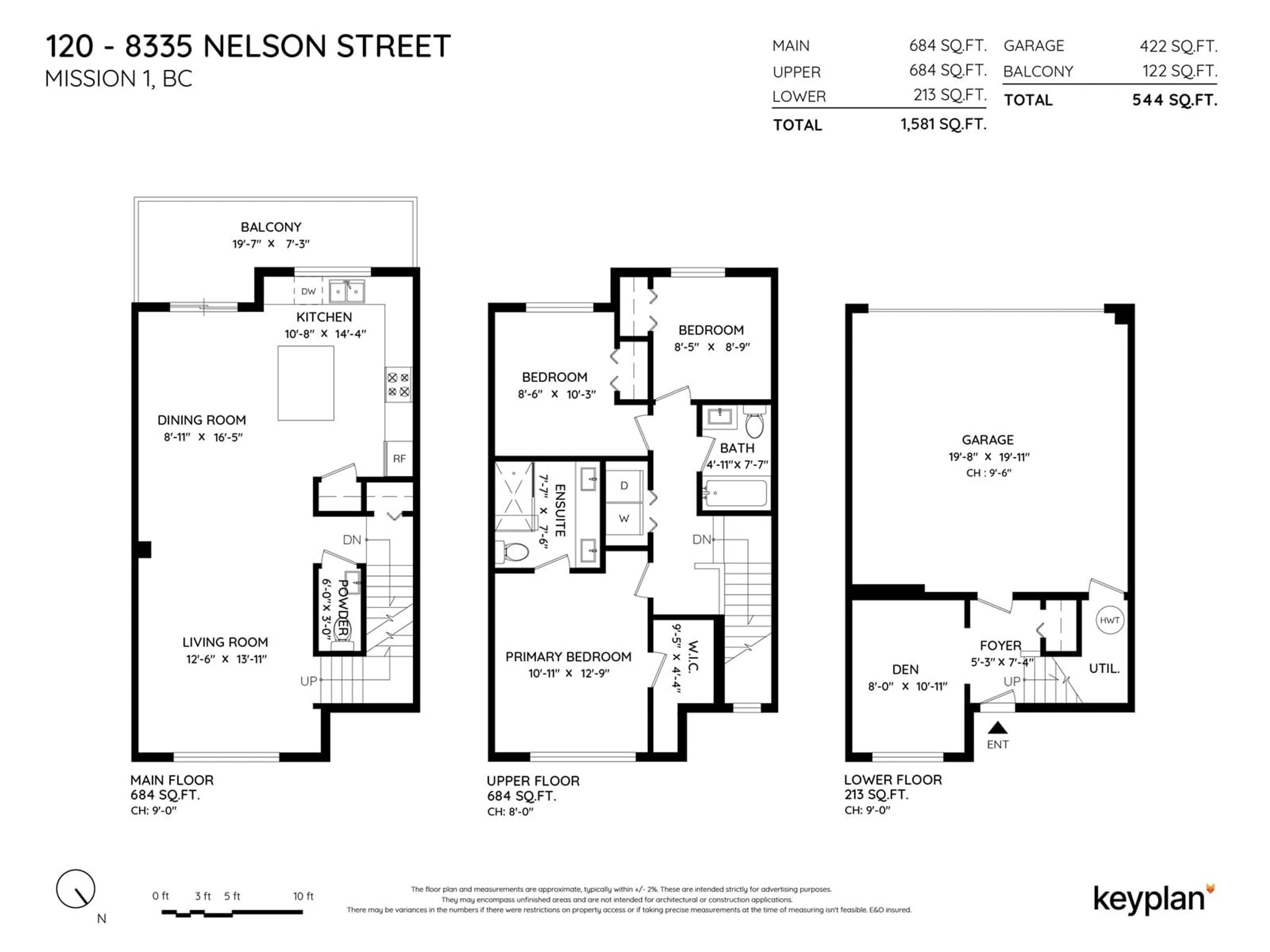 Floor plan for 120 8335 NELSON STREET, Mission British Columbia V4S0E4