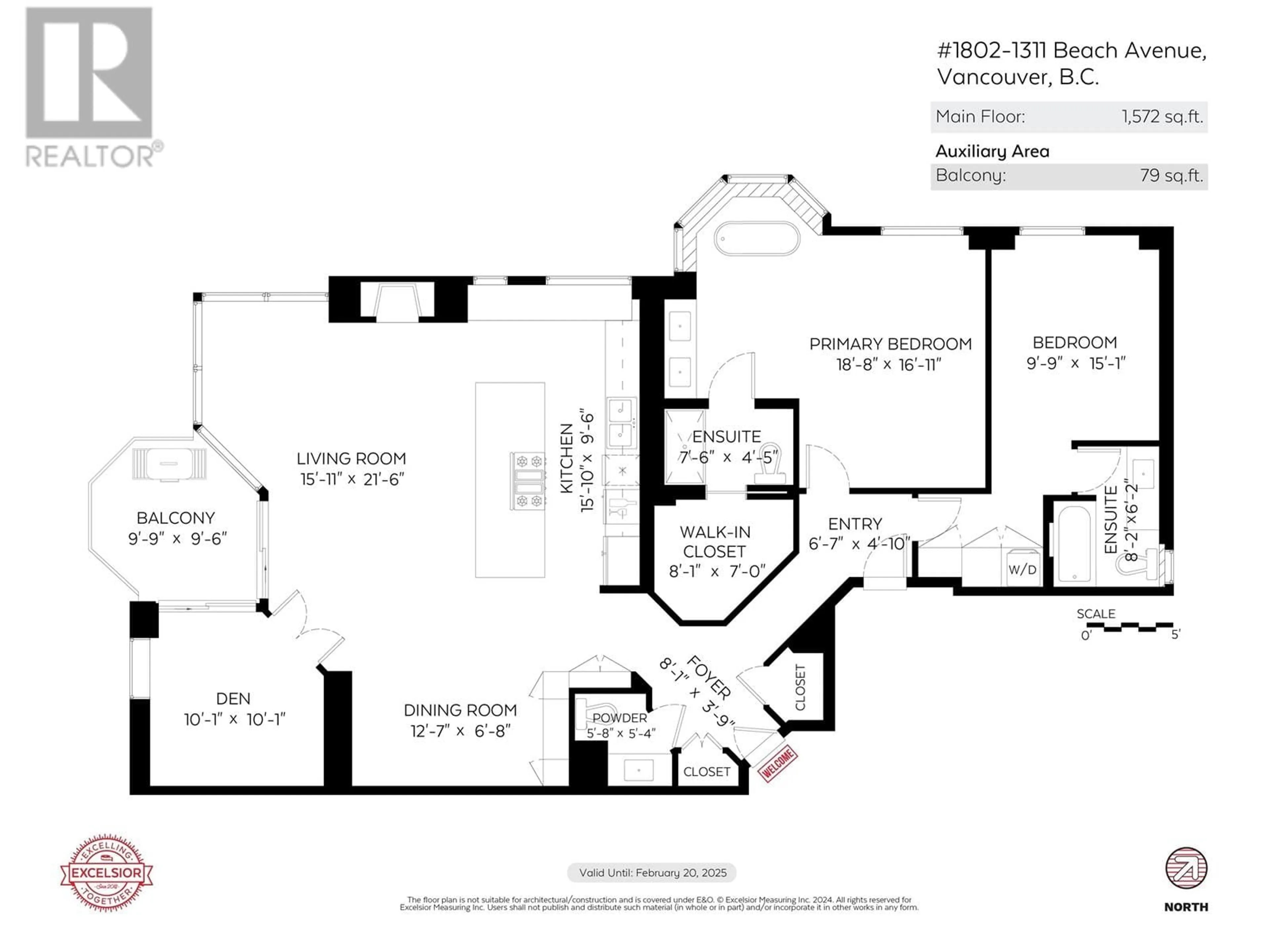 Floor plan for 1802 1311 BEACH AVENUE, Vancouver British Columbia V6E1V6