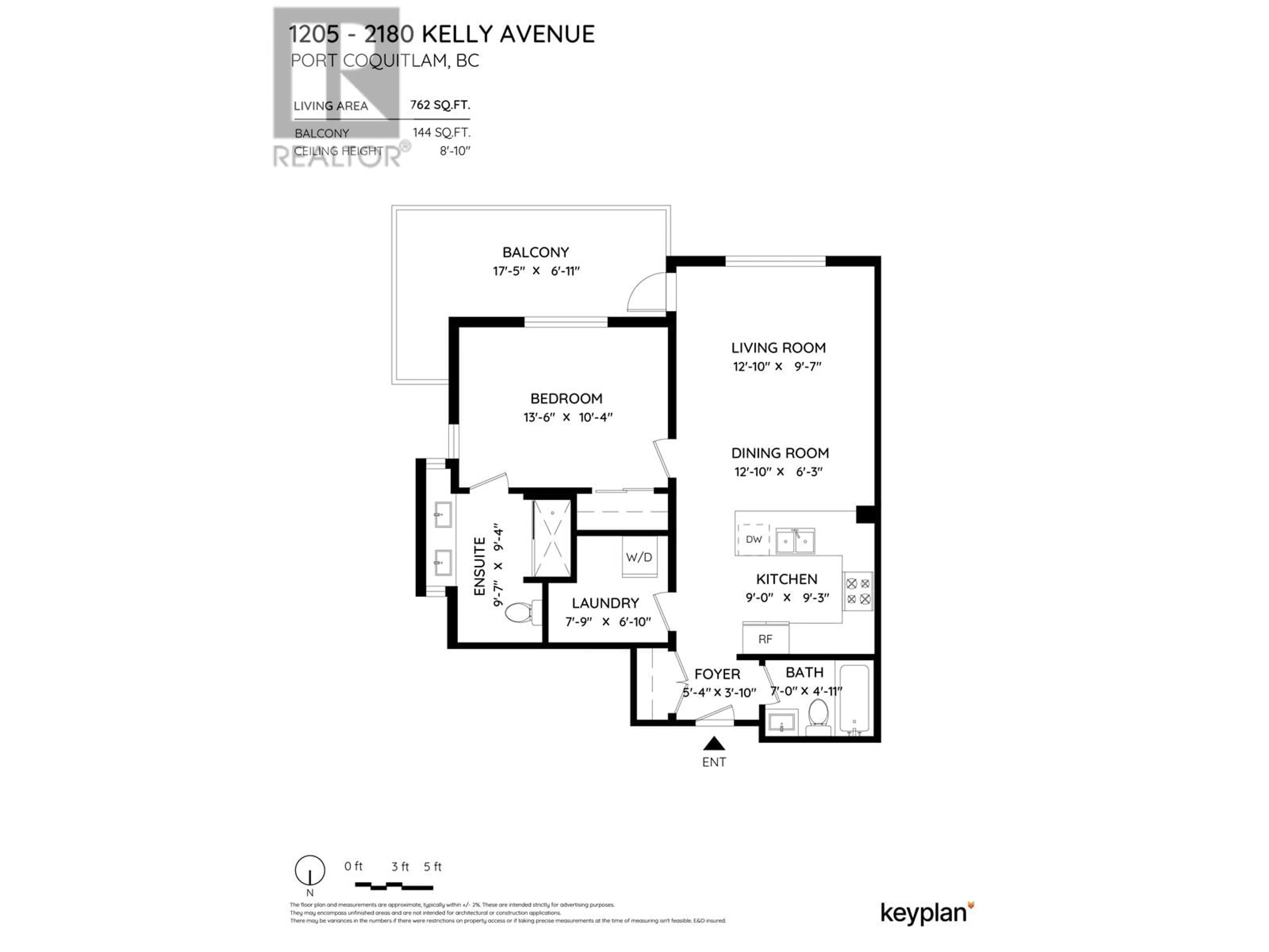 Floor plan for 1205 2180 KELLY AVENUE, Port Coquitlam British Columbia V3C0S6