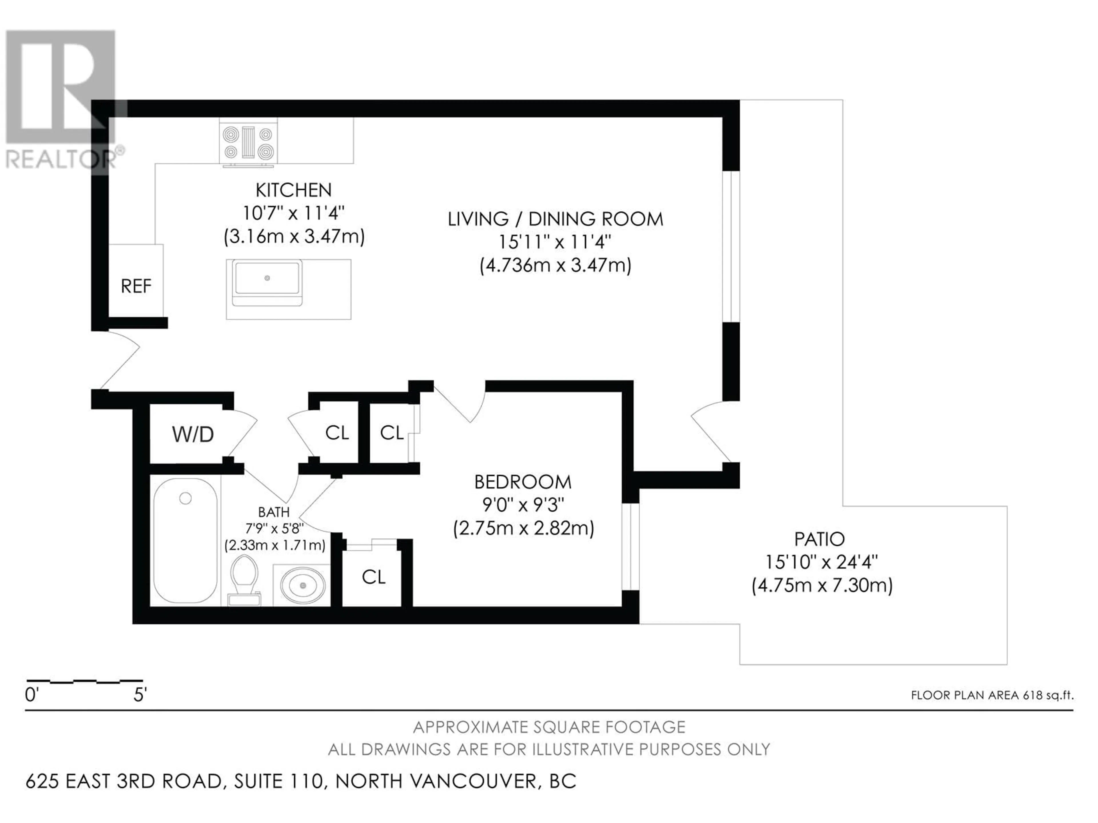 Floor plan for 110 625 E 3RD STREET, North Vancouver British Columbia V7L0G3