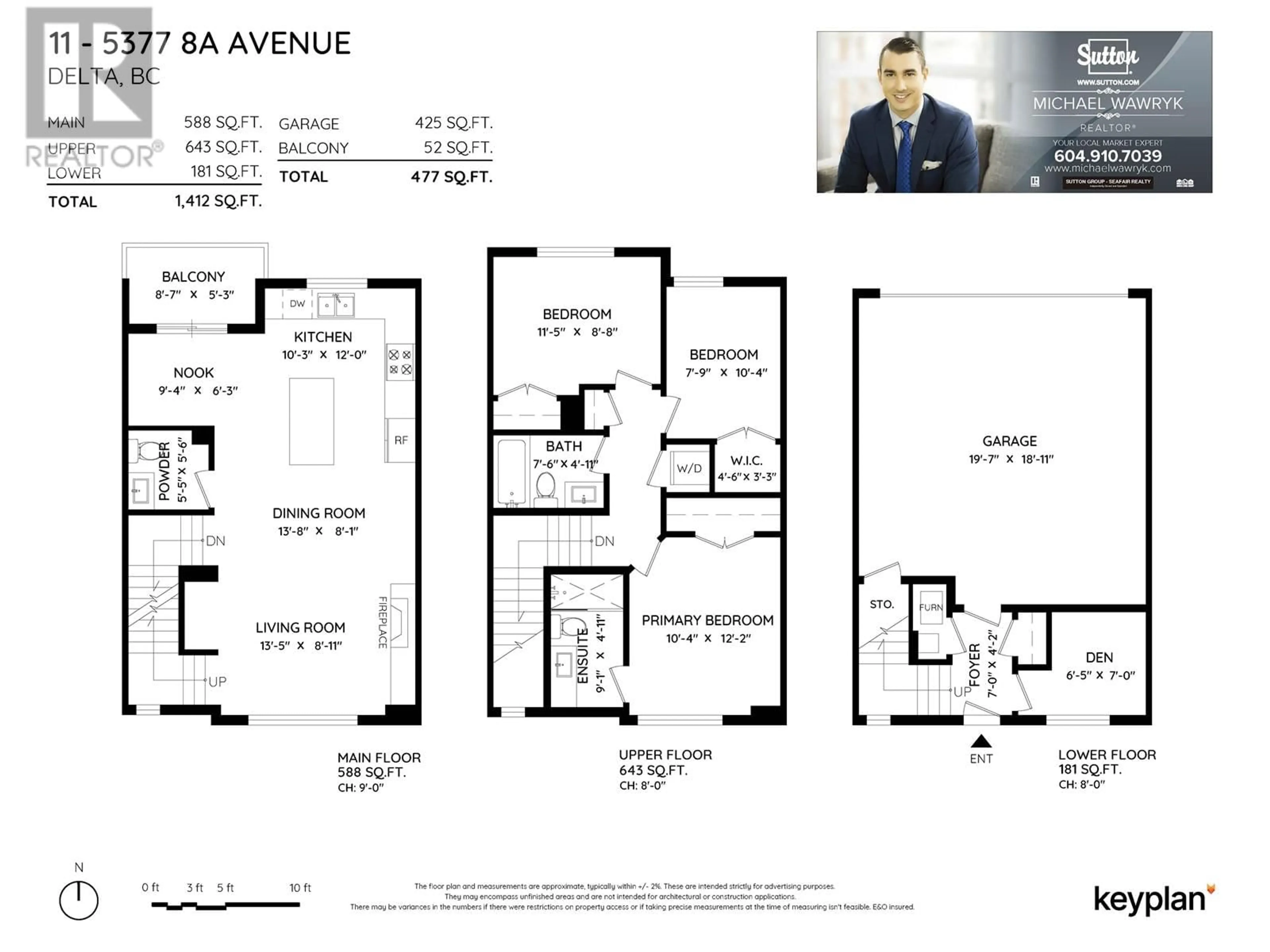 Floor plan for 11 5377 8A AVENUE, Delta British Columbia V4M0E2