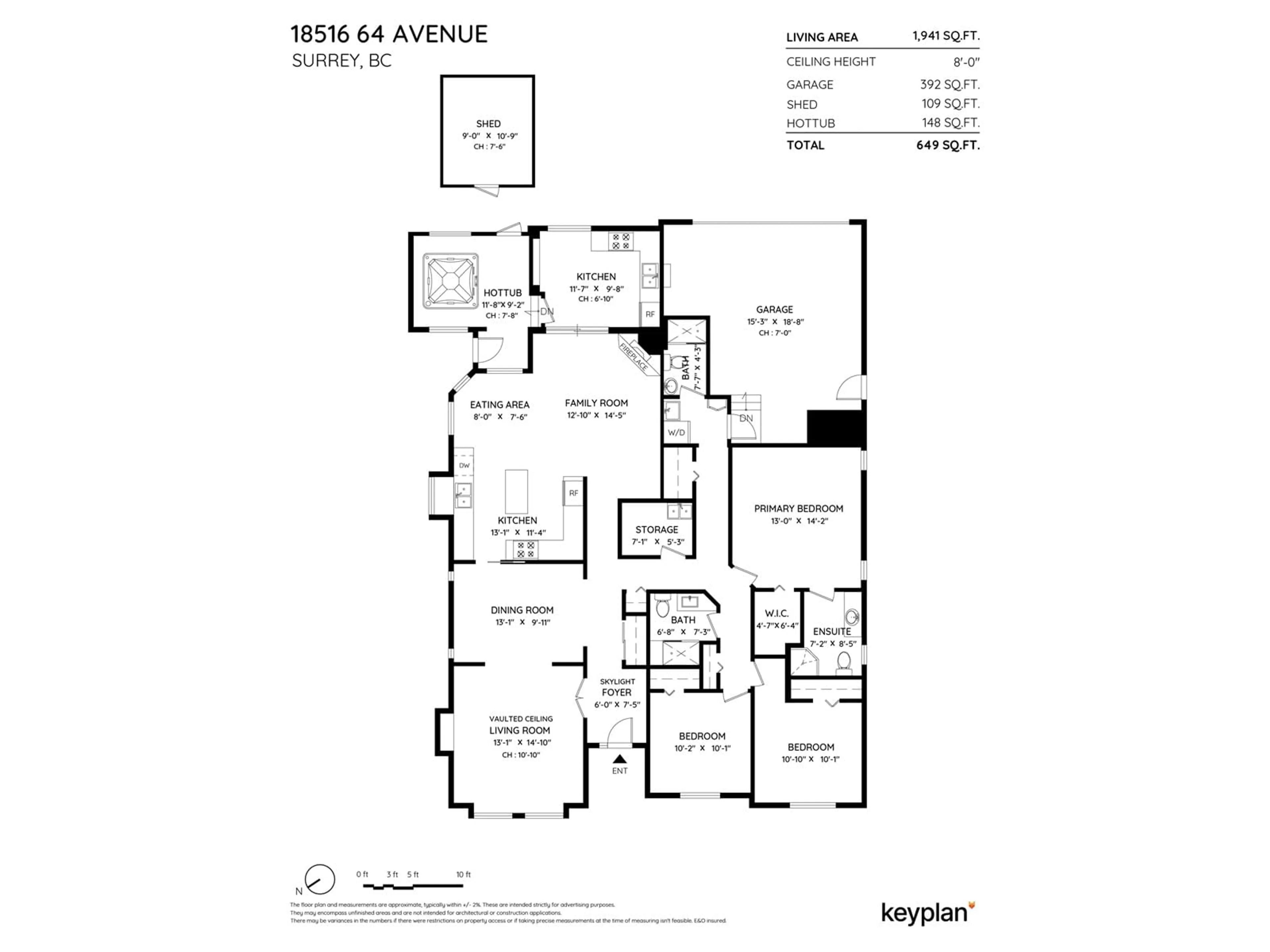 Floor plan for 18516 64 AVENUE, Surrey British Columbia V3S8J6