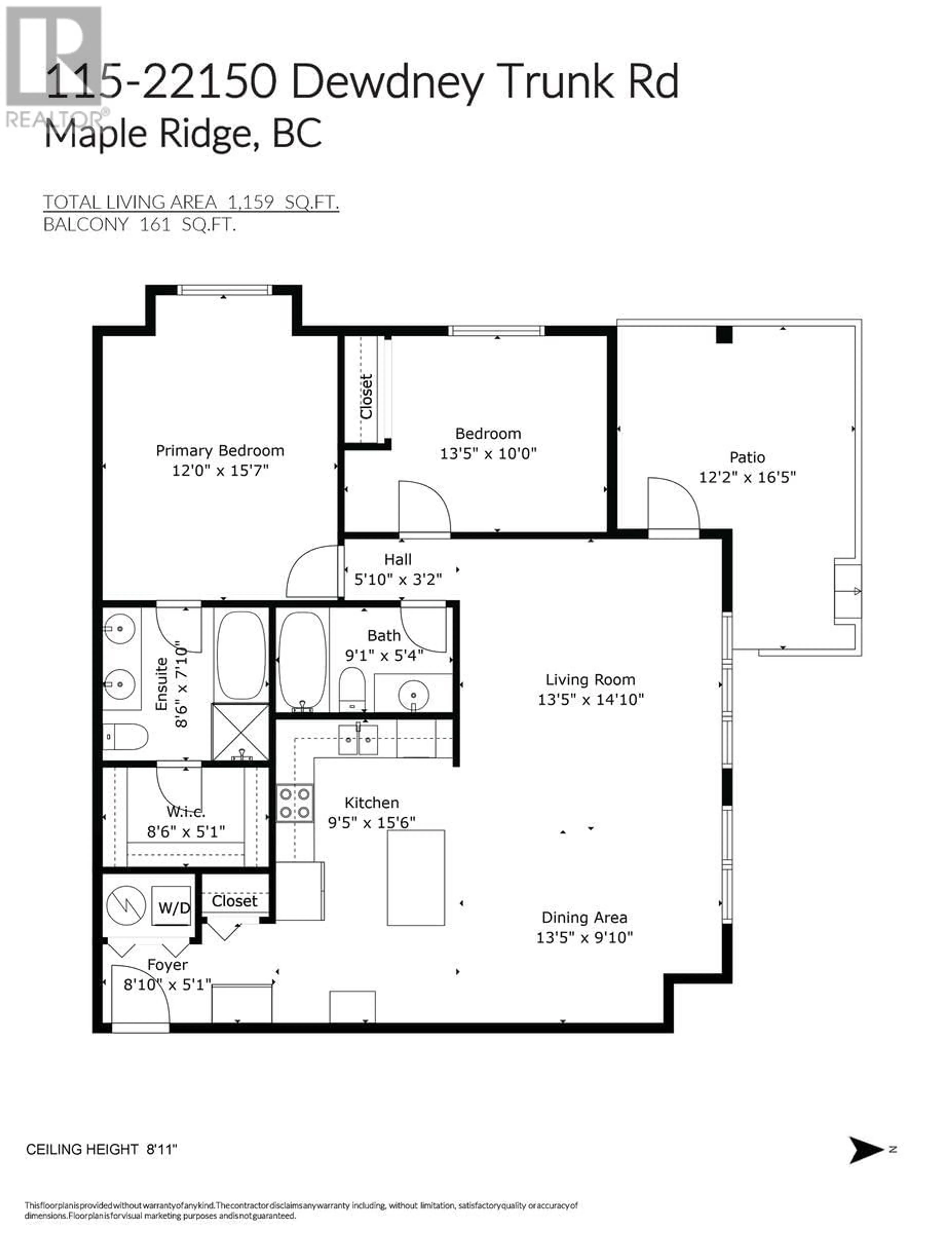 Floor plan for 115 22150 DEWDNEY TRUNK ROAD, Maple Ridge British Columbia V2X3H6