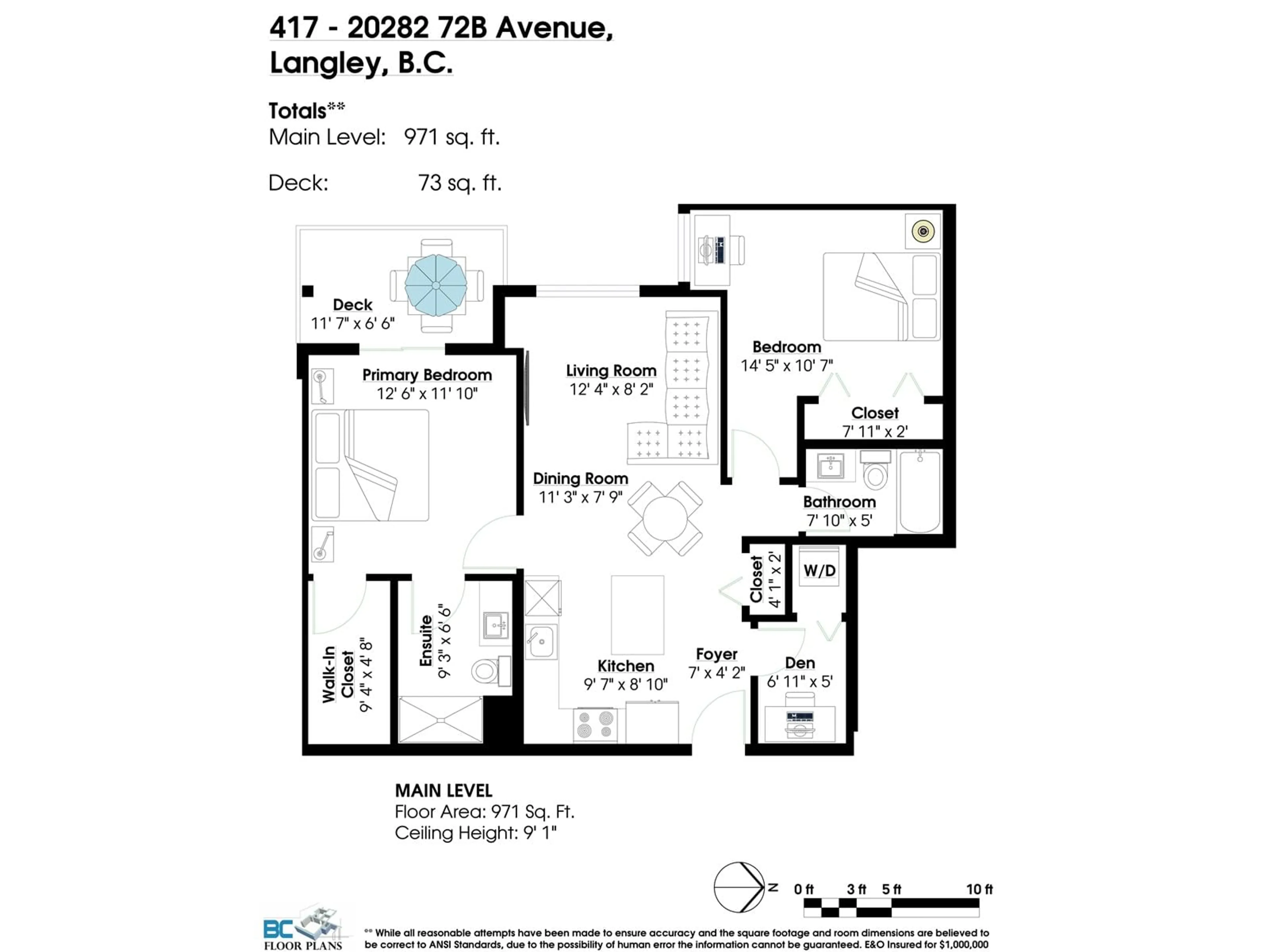 Floor plan for 417 20282 72B AVENUE, Surrey British Columbia V2Y3X3