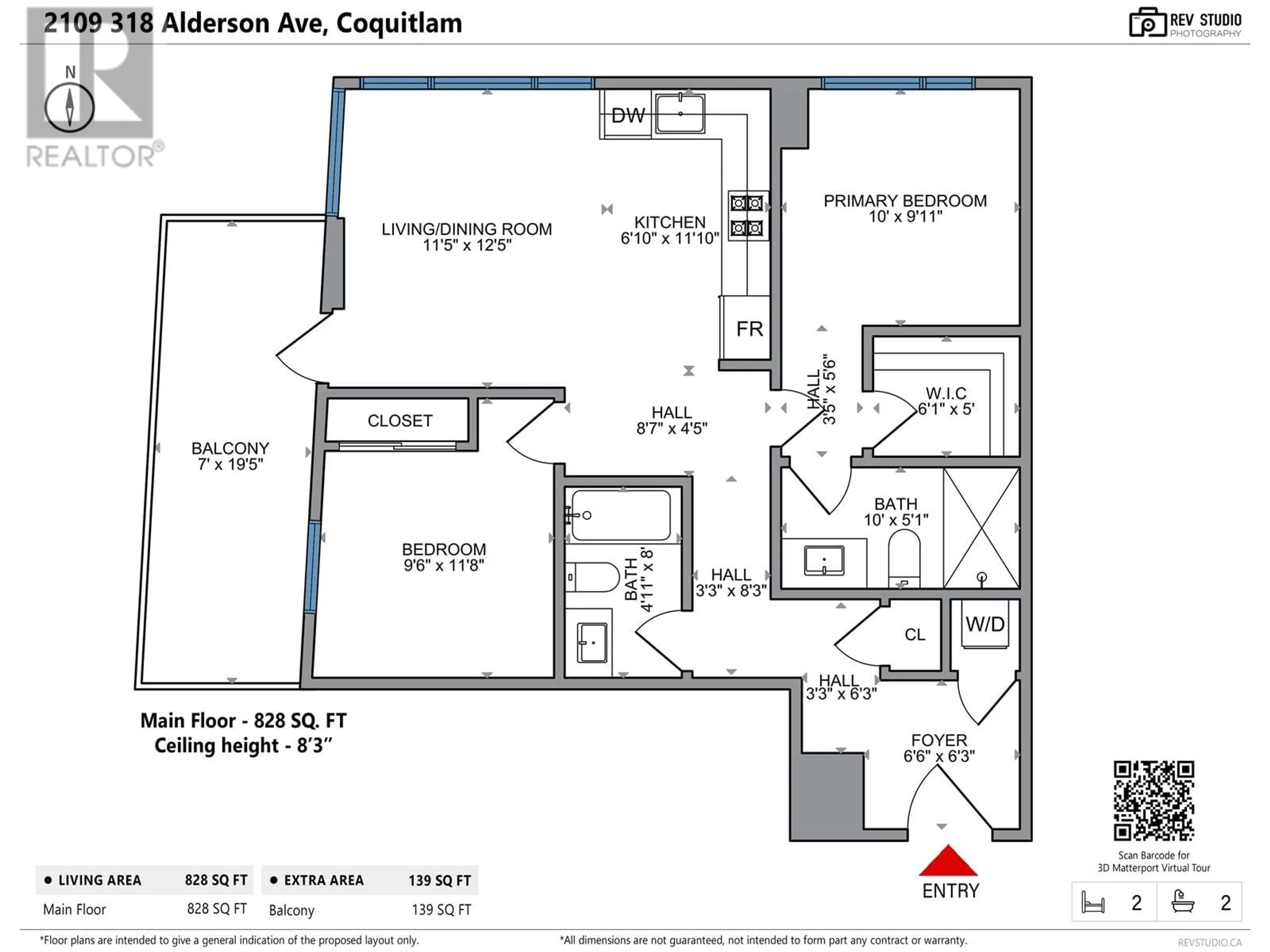 Floor plan for 2109 318 ALDERSON AVENUE, Coquitlam British Columbia V3K0J1