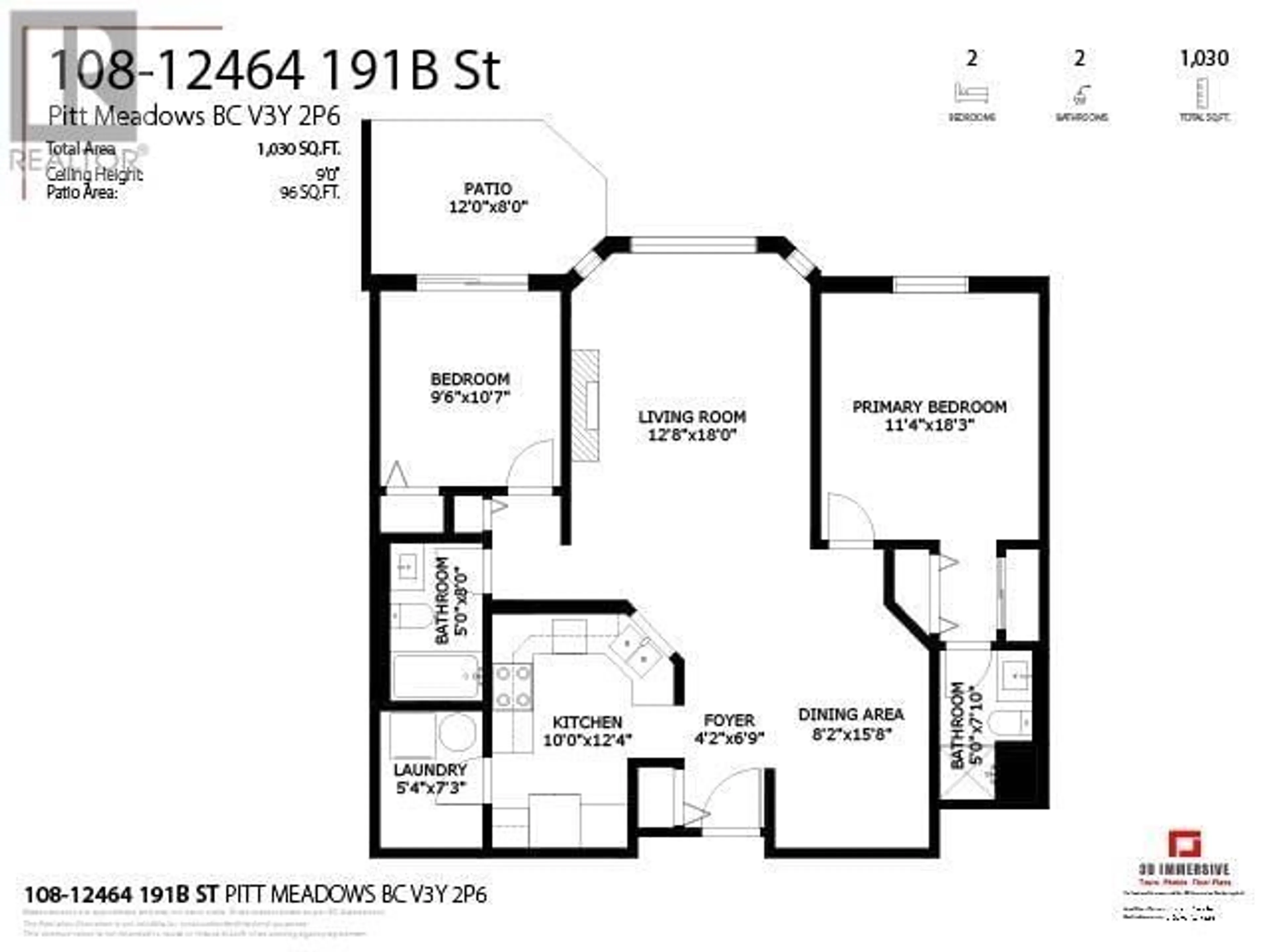 Floor plan for 108 12464 191B STREET, Pitt Meadows British Columbia V3Y2P6