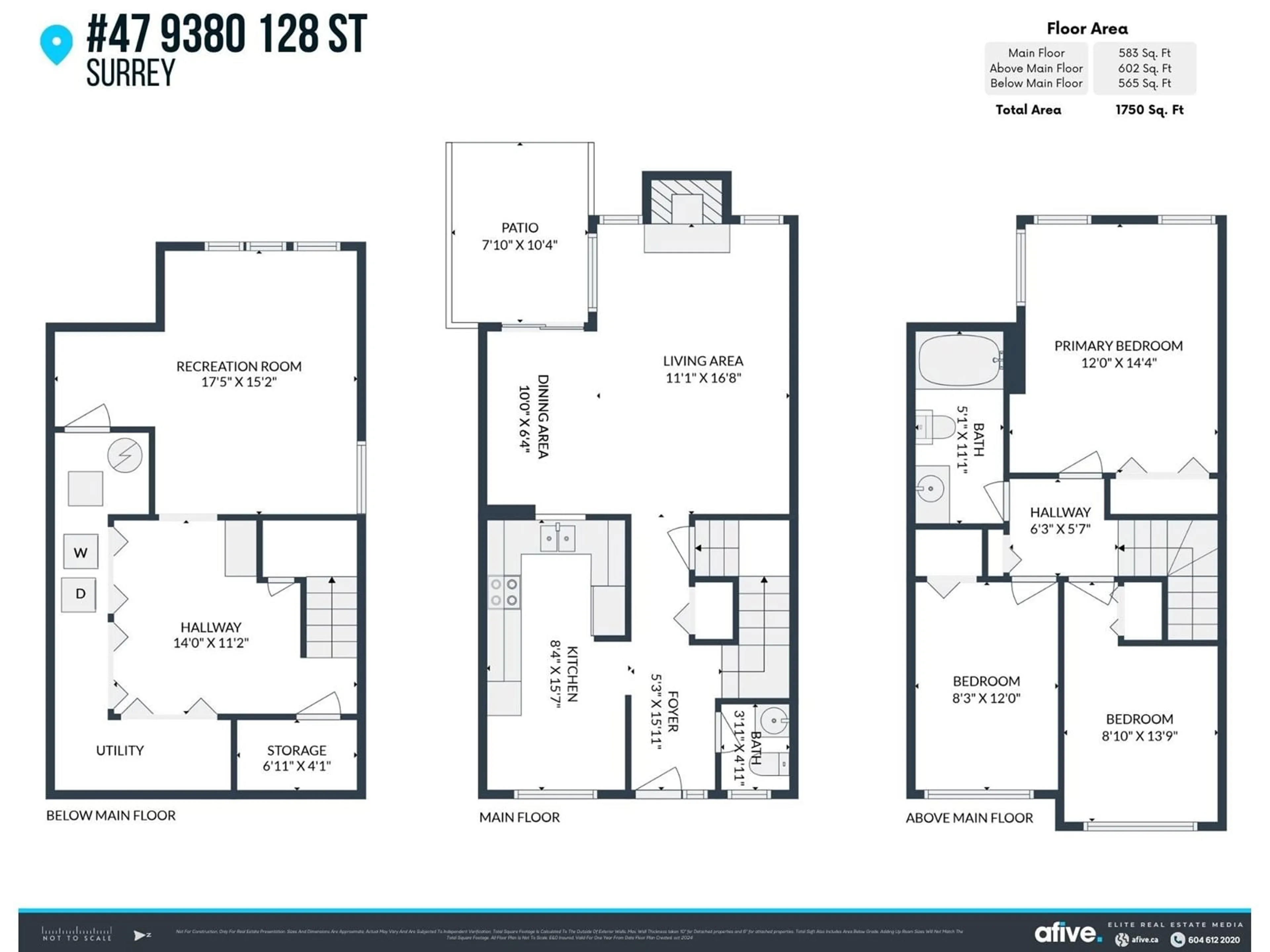 Floor plan for 47 9380 128 STREET, Surrey British Columbia V3V6A4