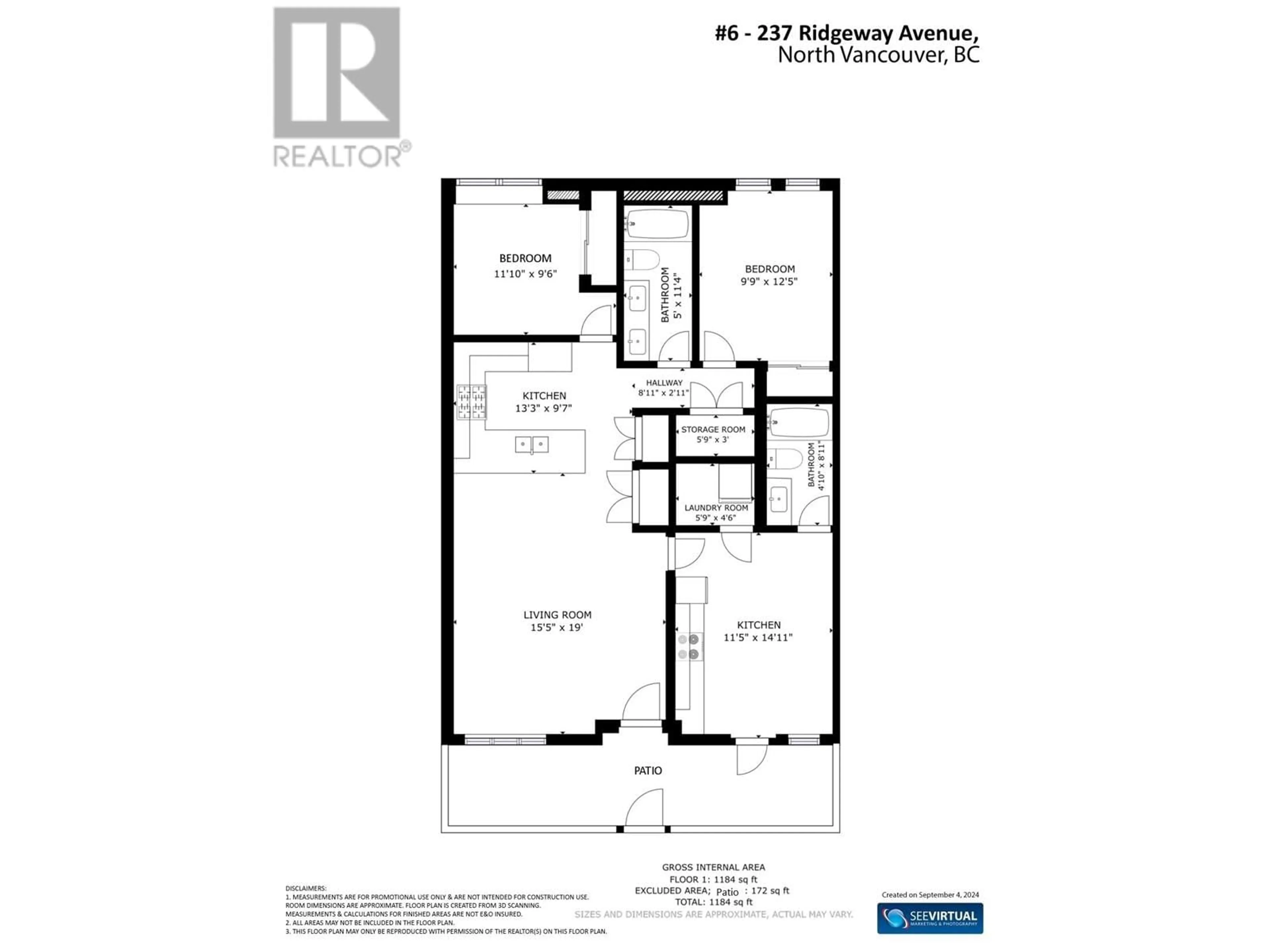 Floor plan for 6 237 RIDGEWAY AVENUE, North Vancouver British Columbia V7L0H6