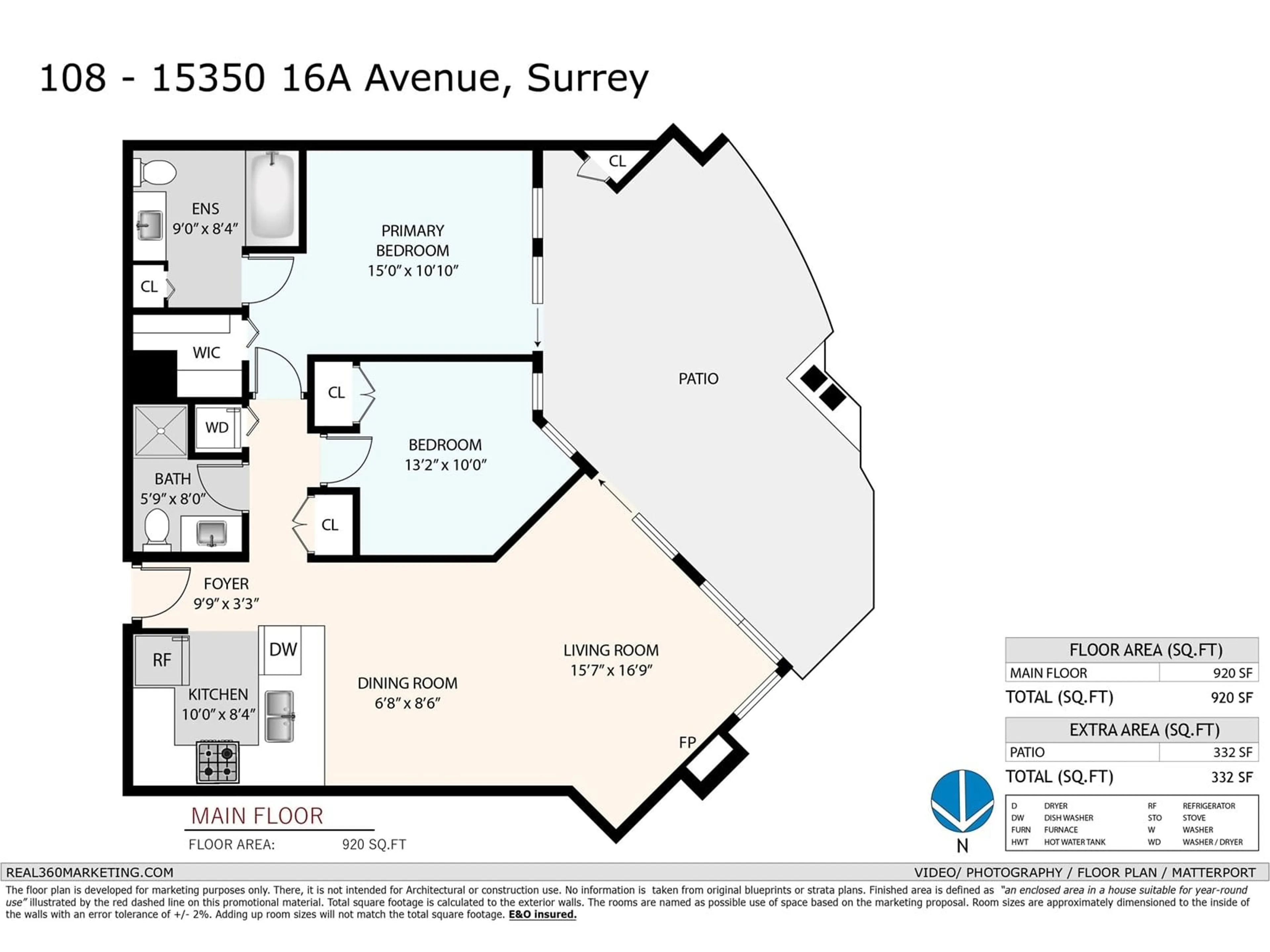 Floor plan for 108 15350 16A AVENUE, Surrey British Columbia V4A1S9