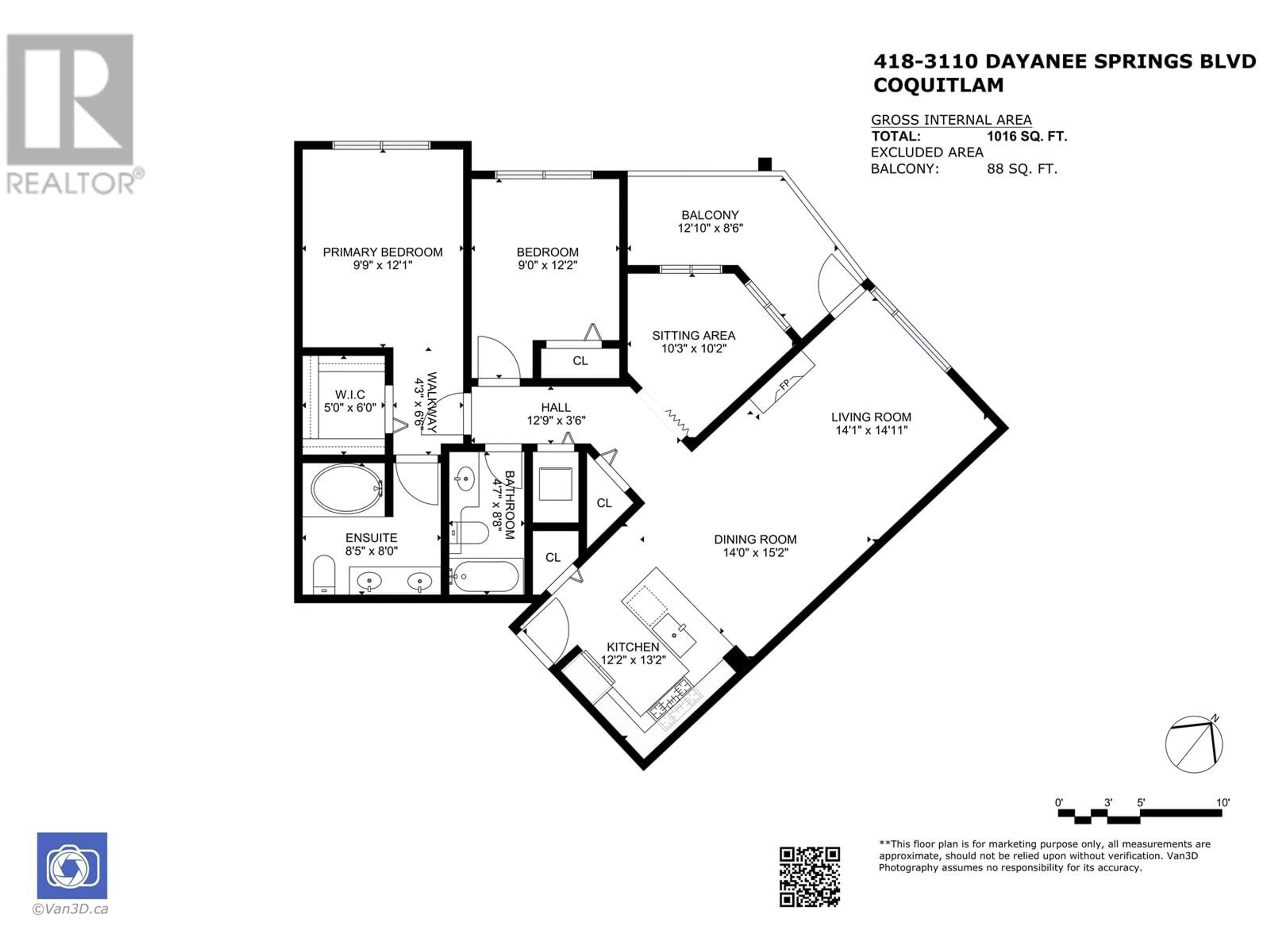 Floor plan for 418 3110 DAYANEE SPRINGS BOULEVARD, Coquitlam British Columbia V3E0B4