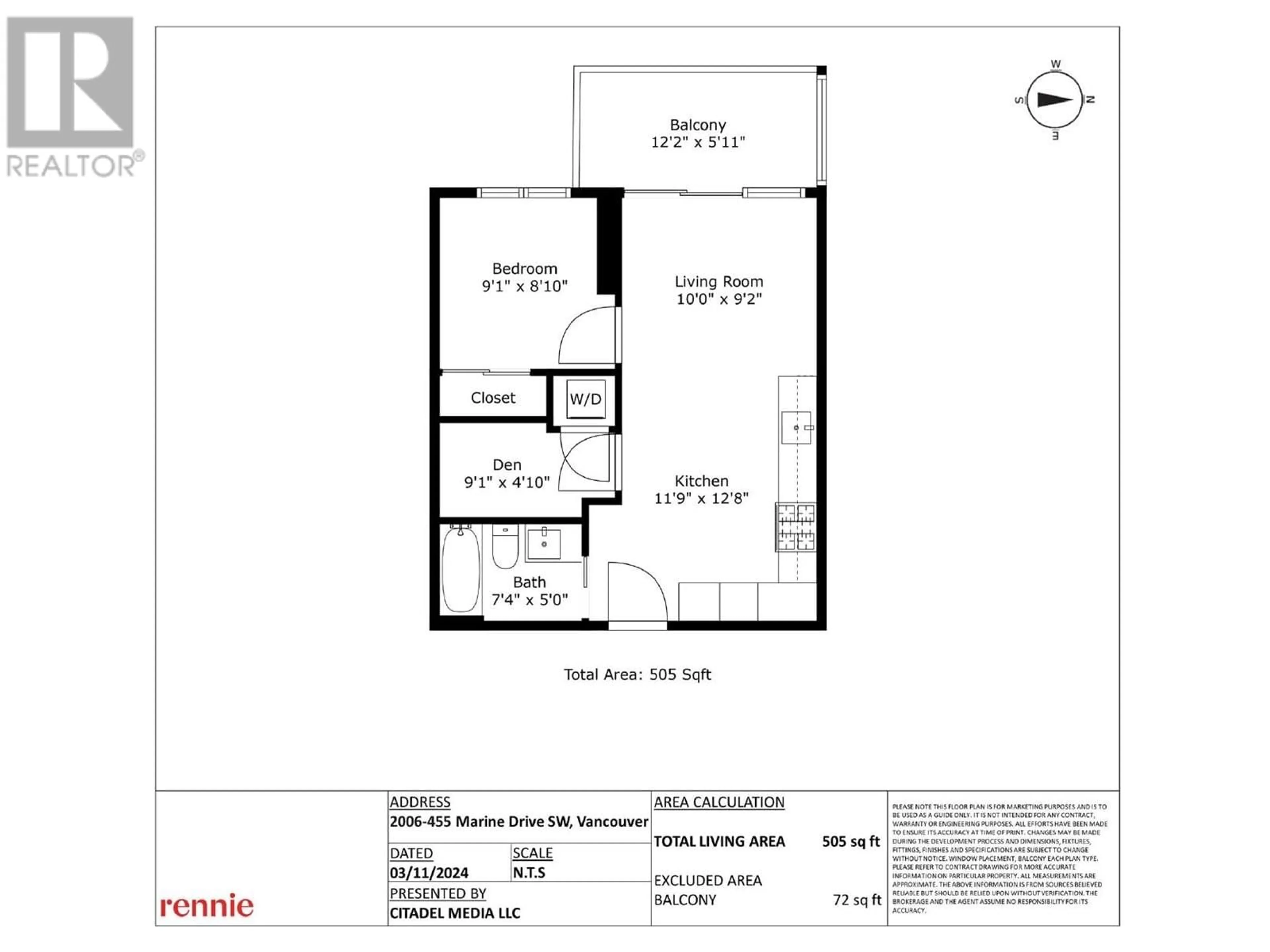 Floor plan for 2006 455 SW MARINE DRIVE, Vancouver British Columbia V5X0H3