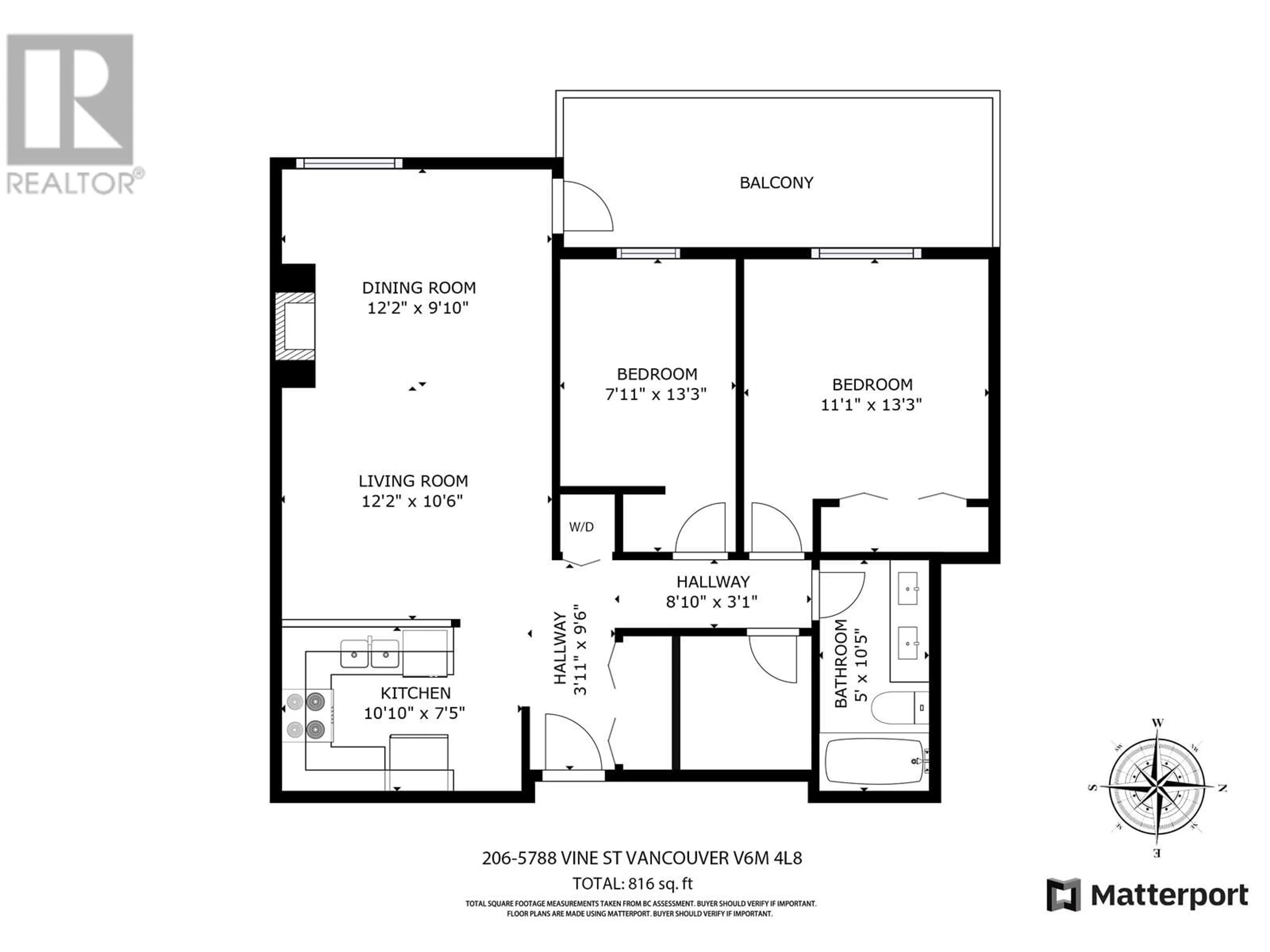 Floor plan for 206 5788 VINE STREET, Vancouver British Columbia V6M4L8