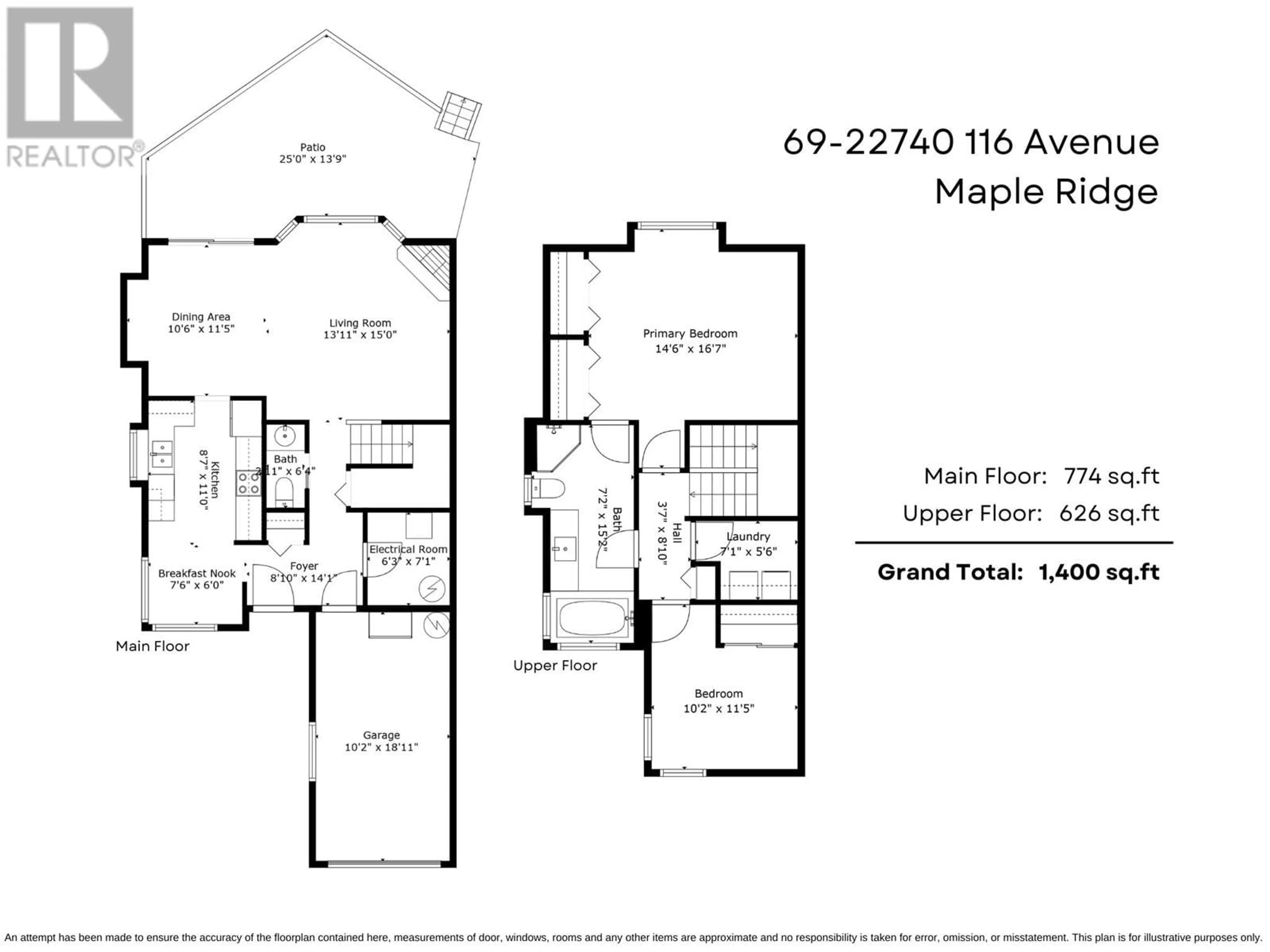 Floor plan for 69 22740 116 AVENUE, Maple Ridge British Columbia V2X2X7