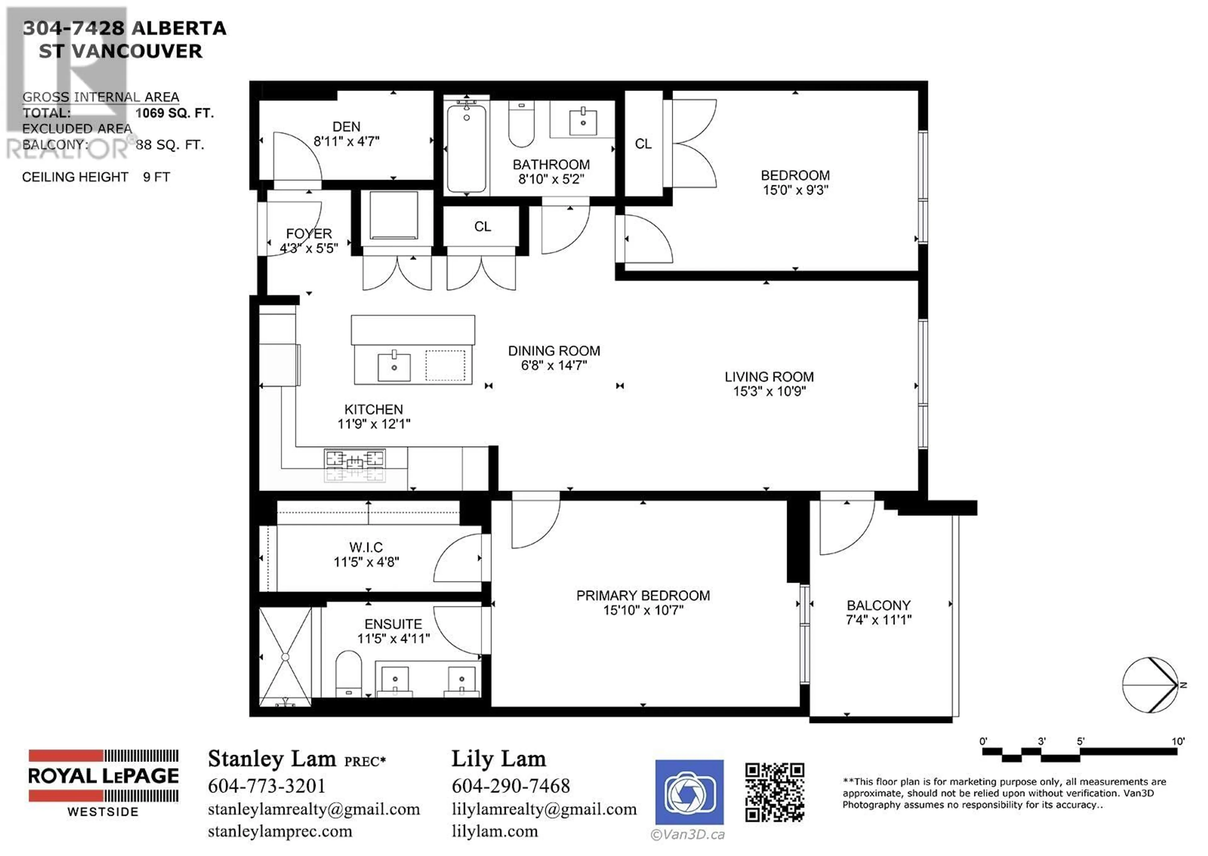 Floor plan for 304 7428 ALBERTA STREET, Vancouver British Columbia V5X0J5