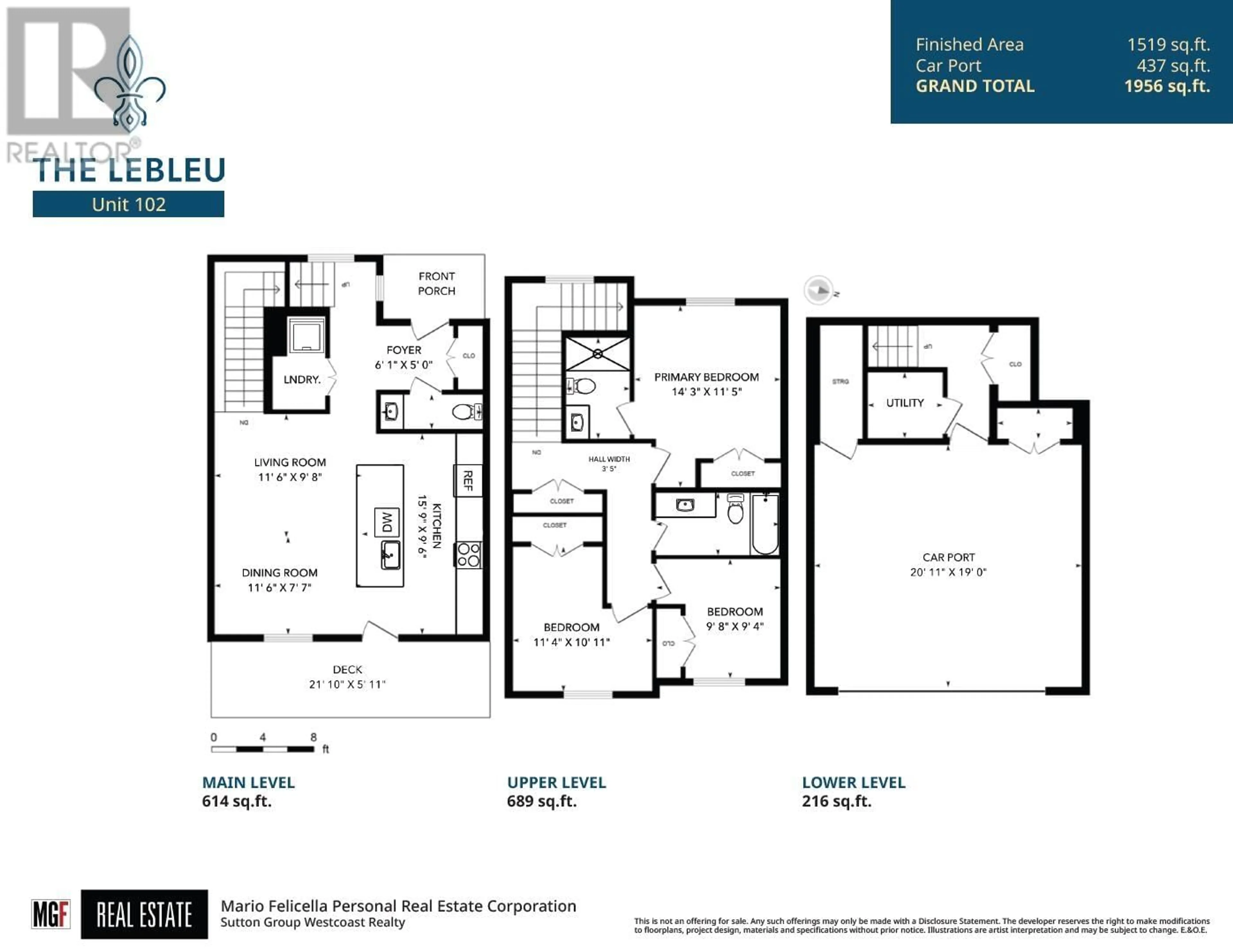 Floor plan for 102 235 LEBLEU STREET, Coquitlam British Columbia V3K1V8